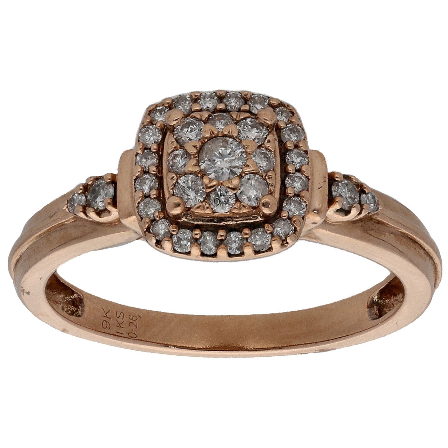 9ct Rose Gold 0.26ct Diamond Cluster Ring Size M