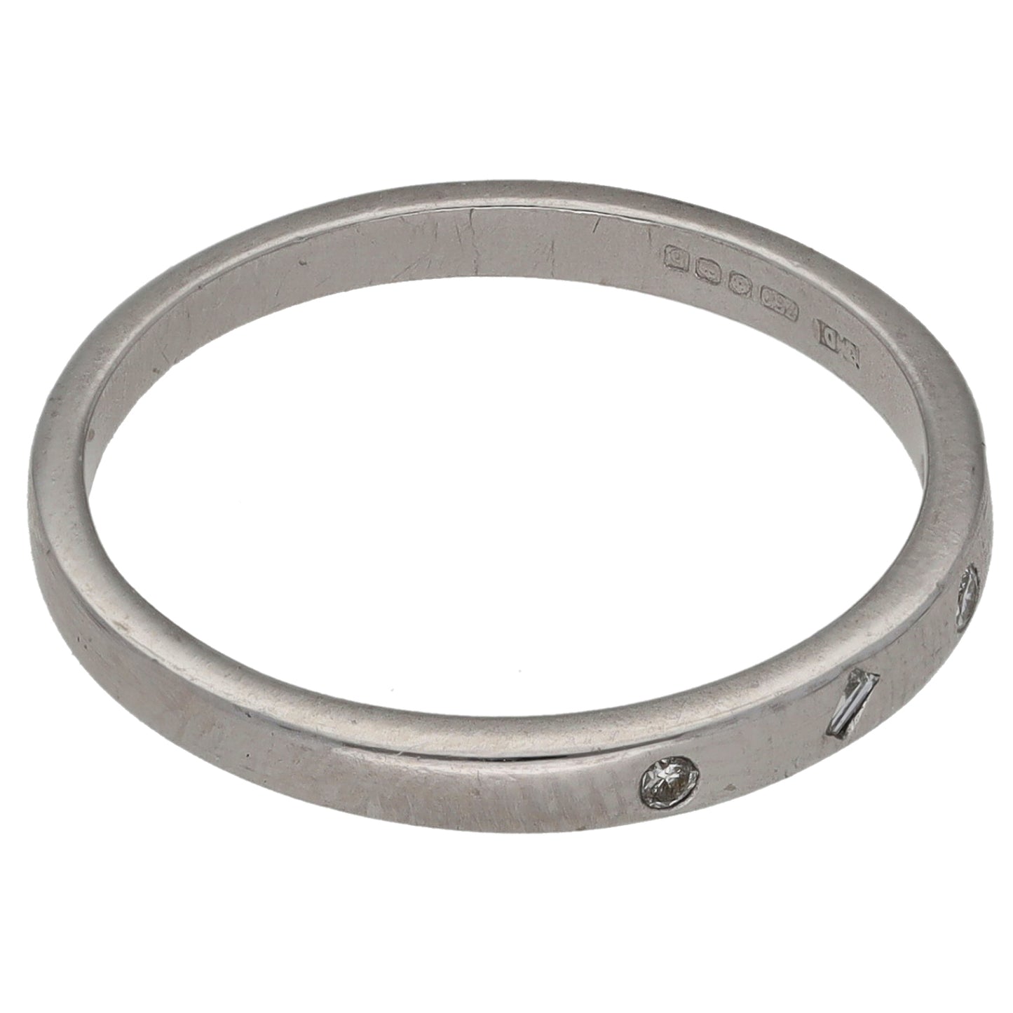 18ct White Gold 0.04ct Diamond Wedding Ring Size O