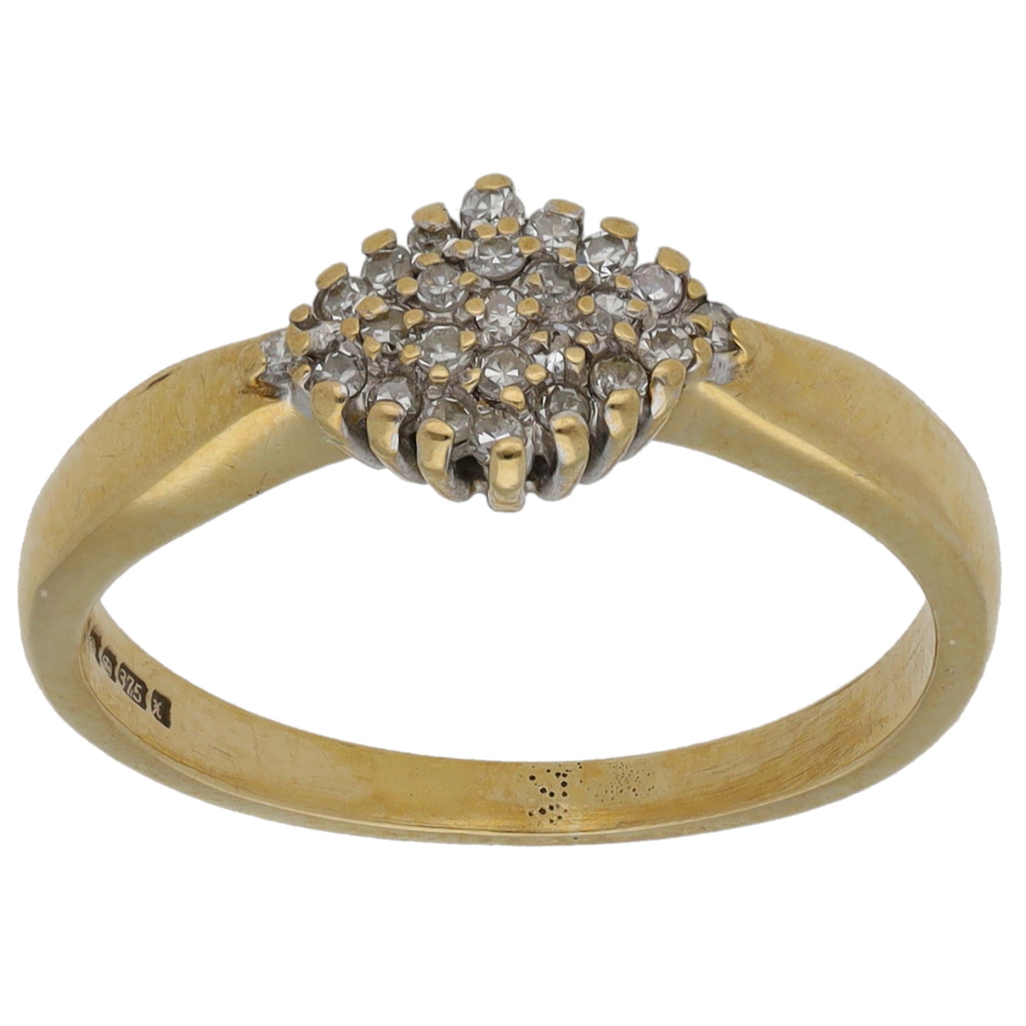 9ct Gold 0.125ct Diamond Cluster Ring Size K