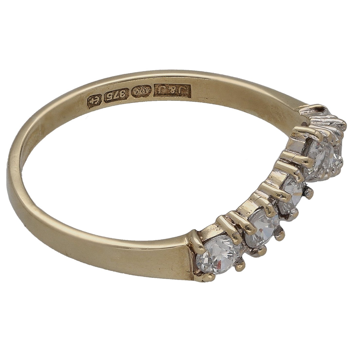 9ct Gold Cubic Zirconia Wishbone Ring Size O