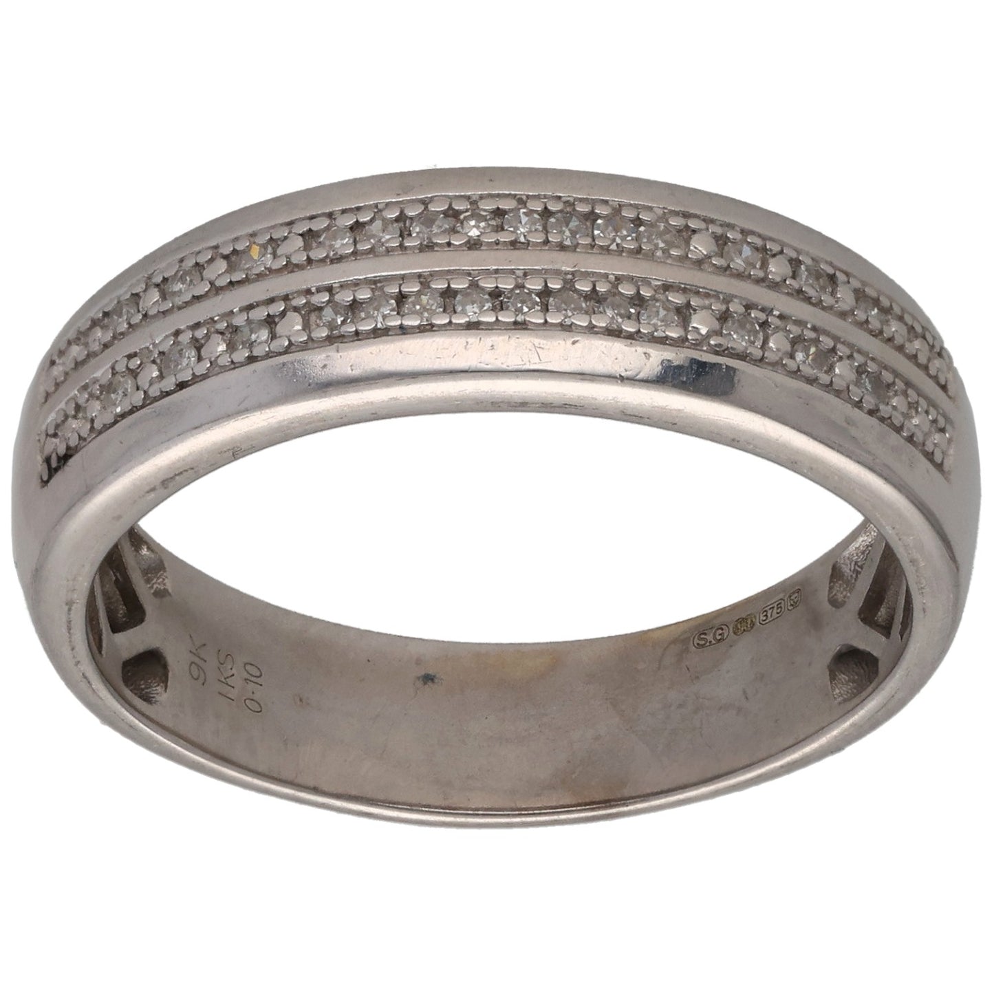9ct White Gold 0.10ct Diamond Alternative Ring Size T