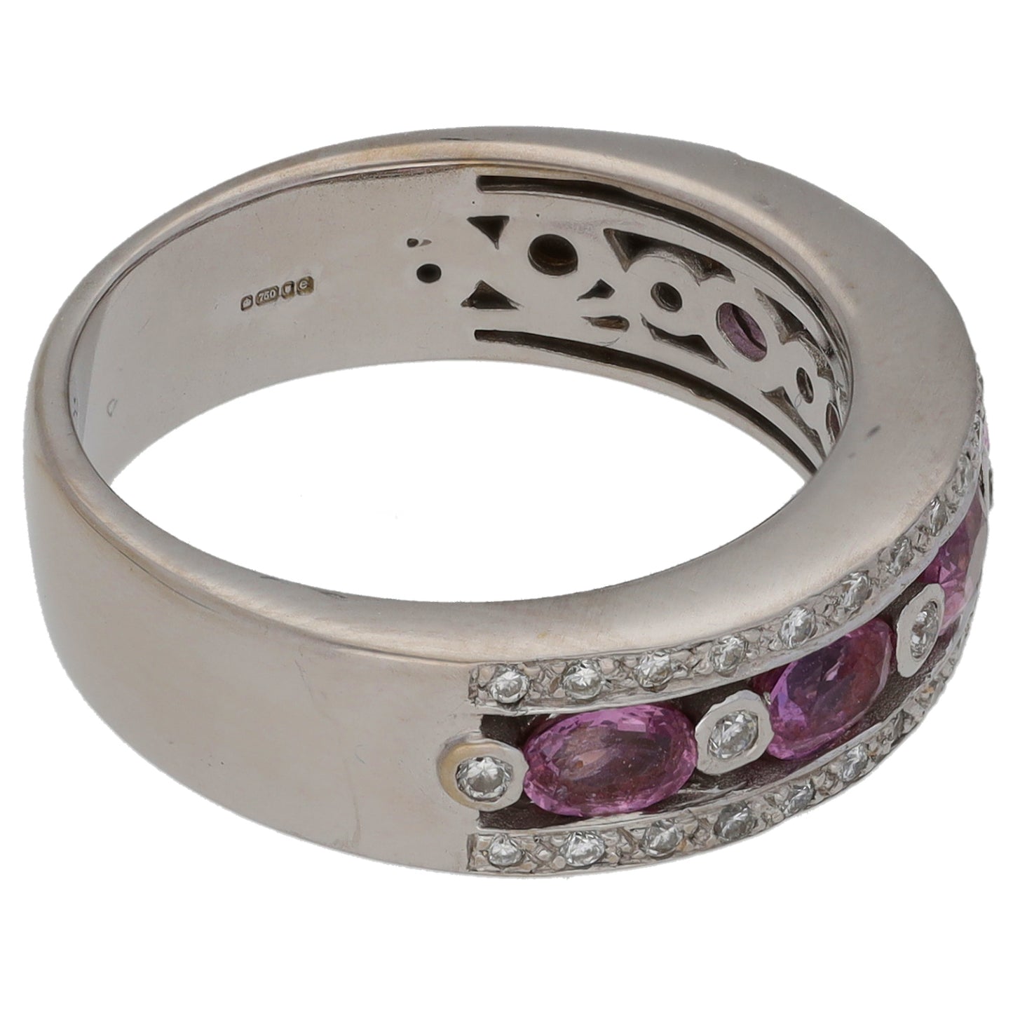 18ct White Gold 0.29ct Diamond & Sapphire Dress/Cocktail Ring Size M
