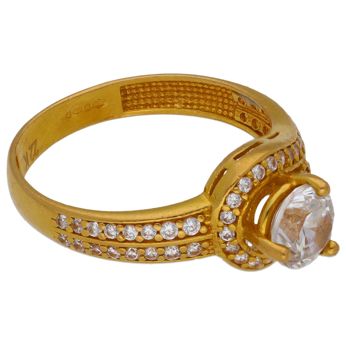 22ct Gold Cubic Zirconia Dress/Cocktail Ring Size O