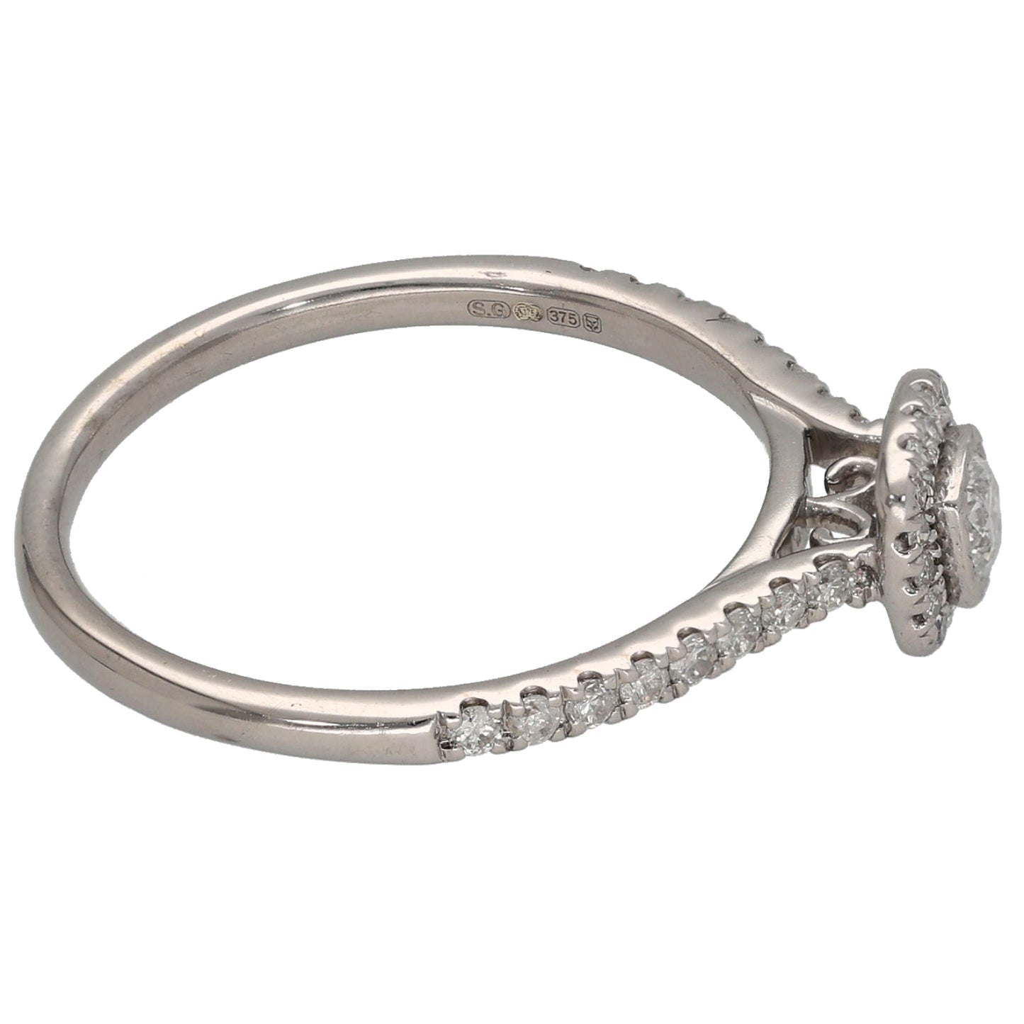 9ct White Gold 0.33ct Diamond Halo Ring Size N