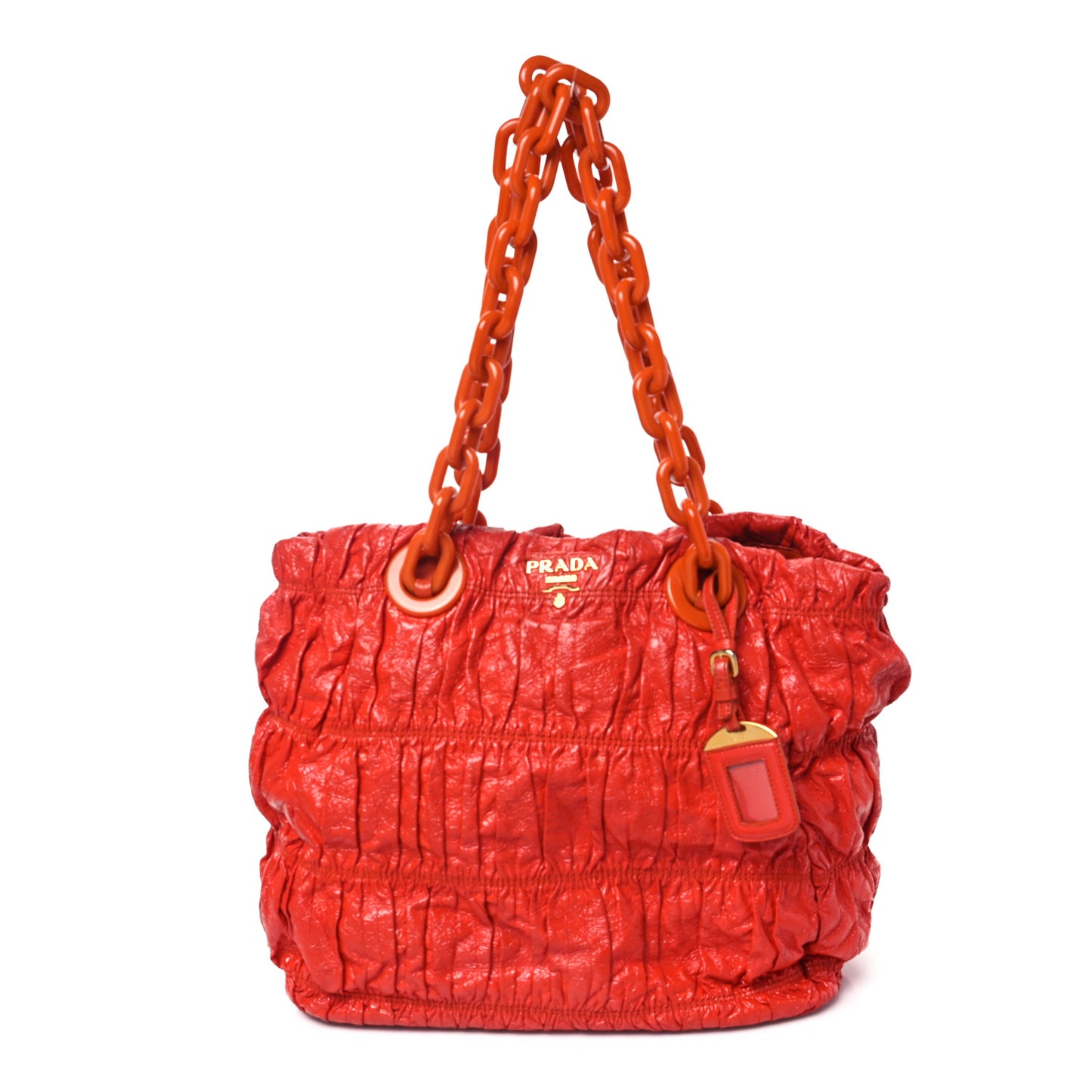 Prada Vernice Gaufre Patent Leather Bag - Orange