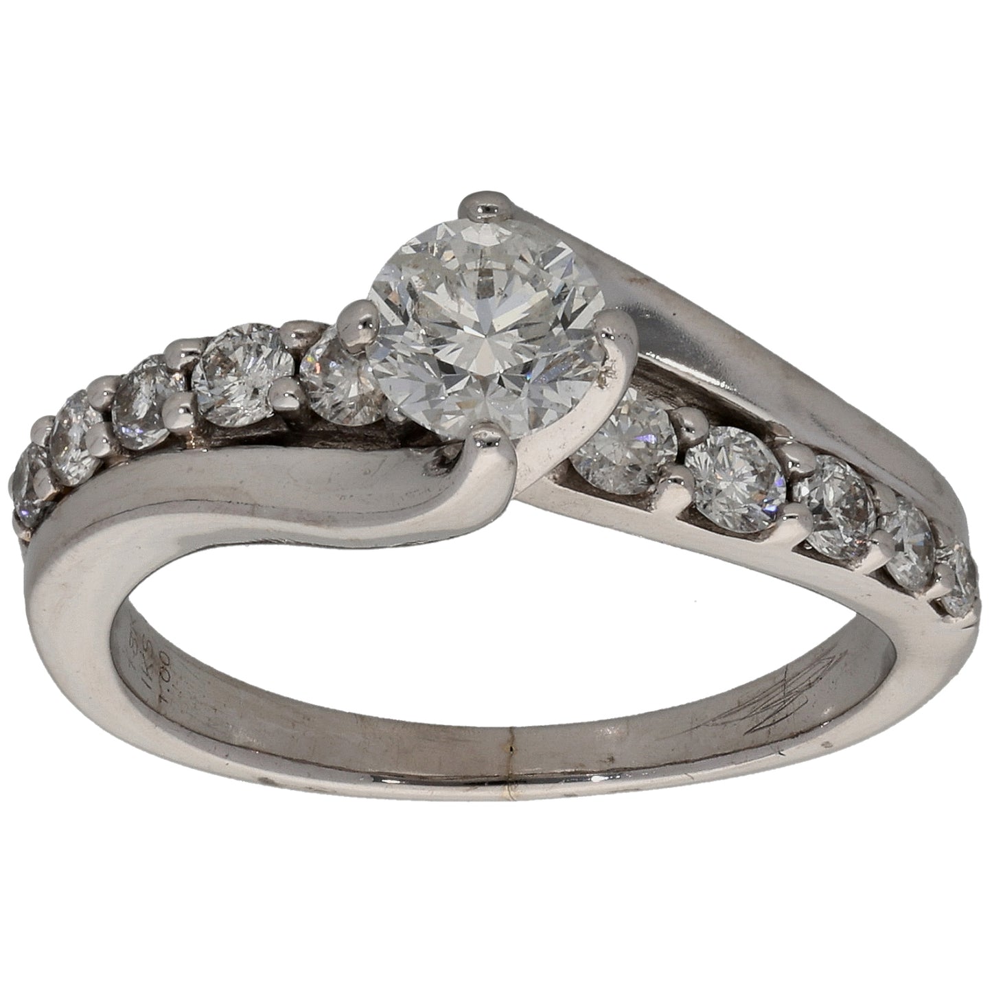18ct White Gold 1.00ct Diamond Solitaire Ring With Accent Stones Size L