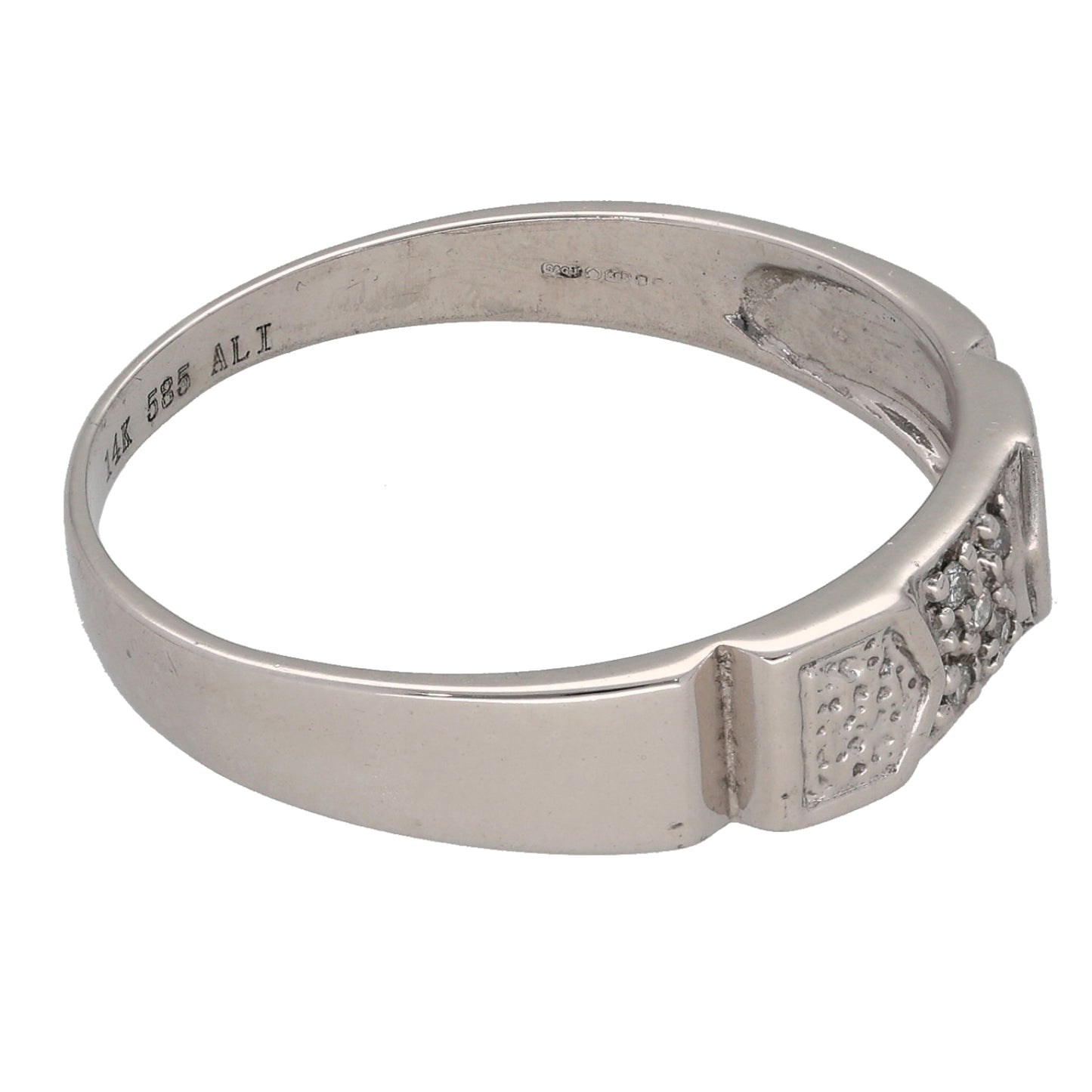 14ct White Gold 0.05ct Diamond Alternative Ring Size U