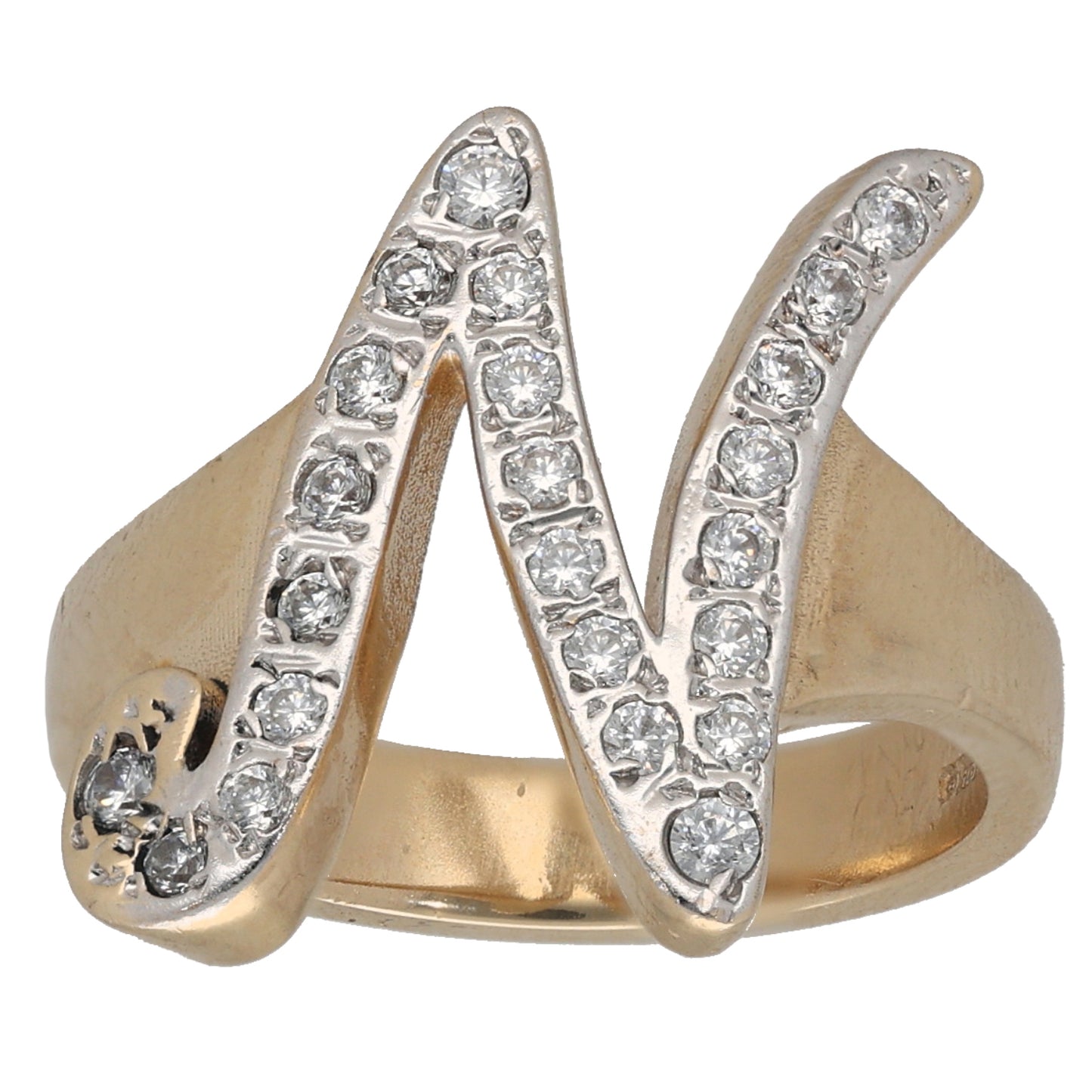 9ct Gold Cubic Zirconia Initial N Ring Size N
