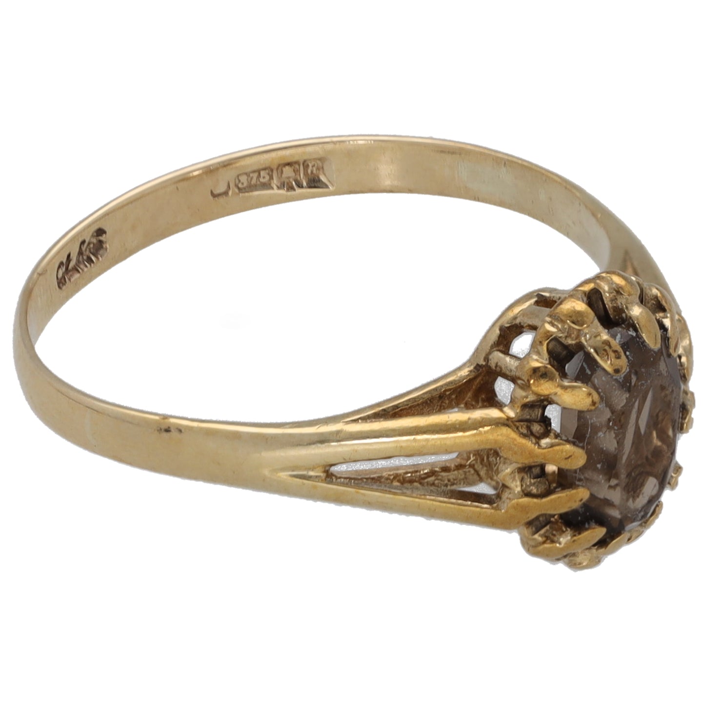 9ct Gold Quartz Single Stone Ring Size M