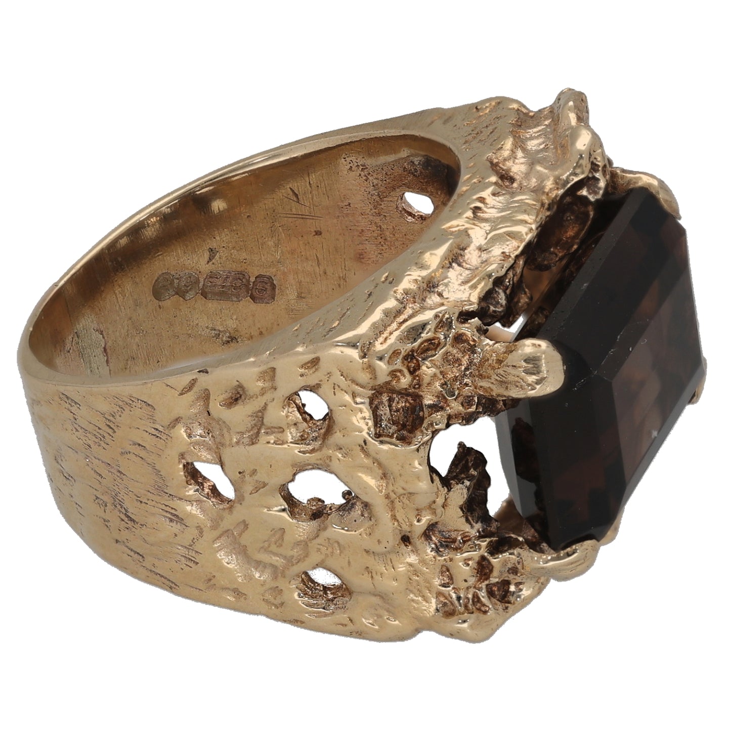 9ct Gold Smoky Quartz Single Stone Ring Size M