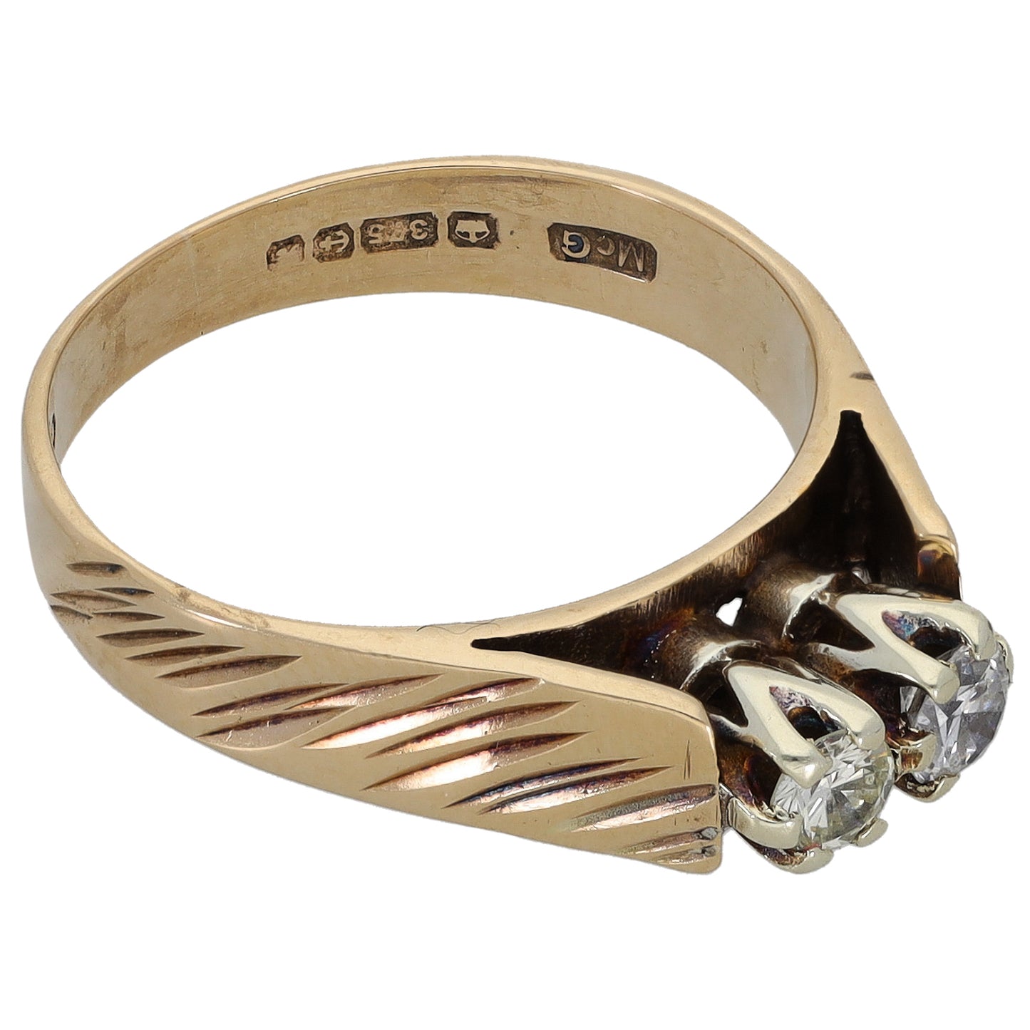 9ct Gold 0.20ct Diamond Two Stone Ring Size K