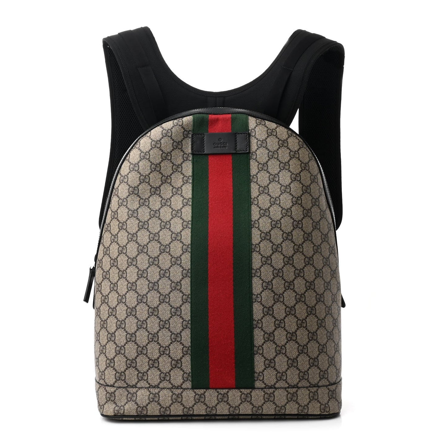 Gucci Web Backpack GG Supreme Coated Canvas Bag - Beige & Brown