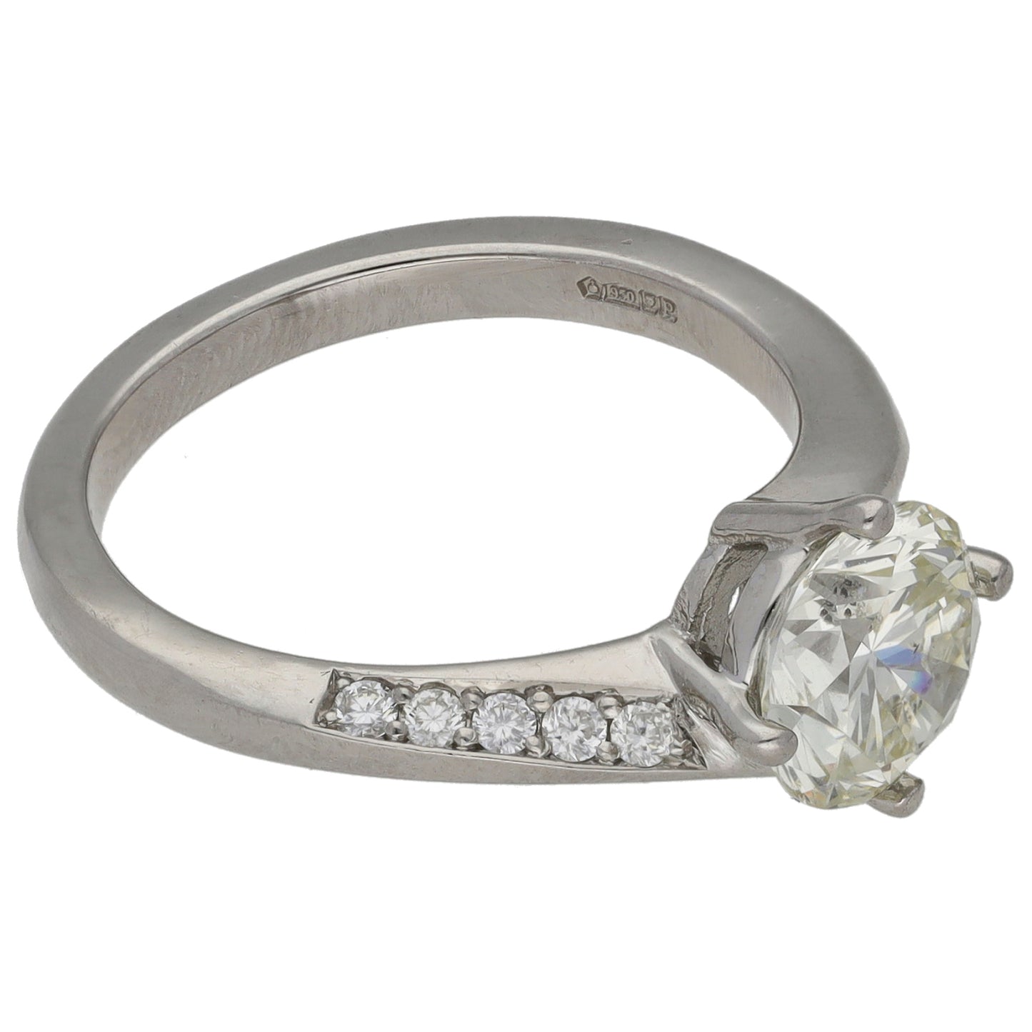 Platinum 2.04ct Diamond Solitaire Ring With Accent Stones Size M