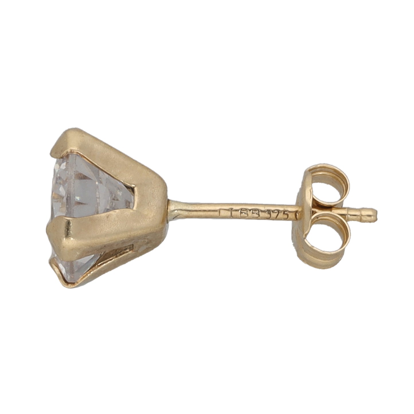 New 9ct Gold Cubic Zirconia Single Stone Stud Earring