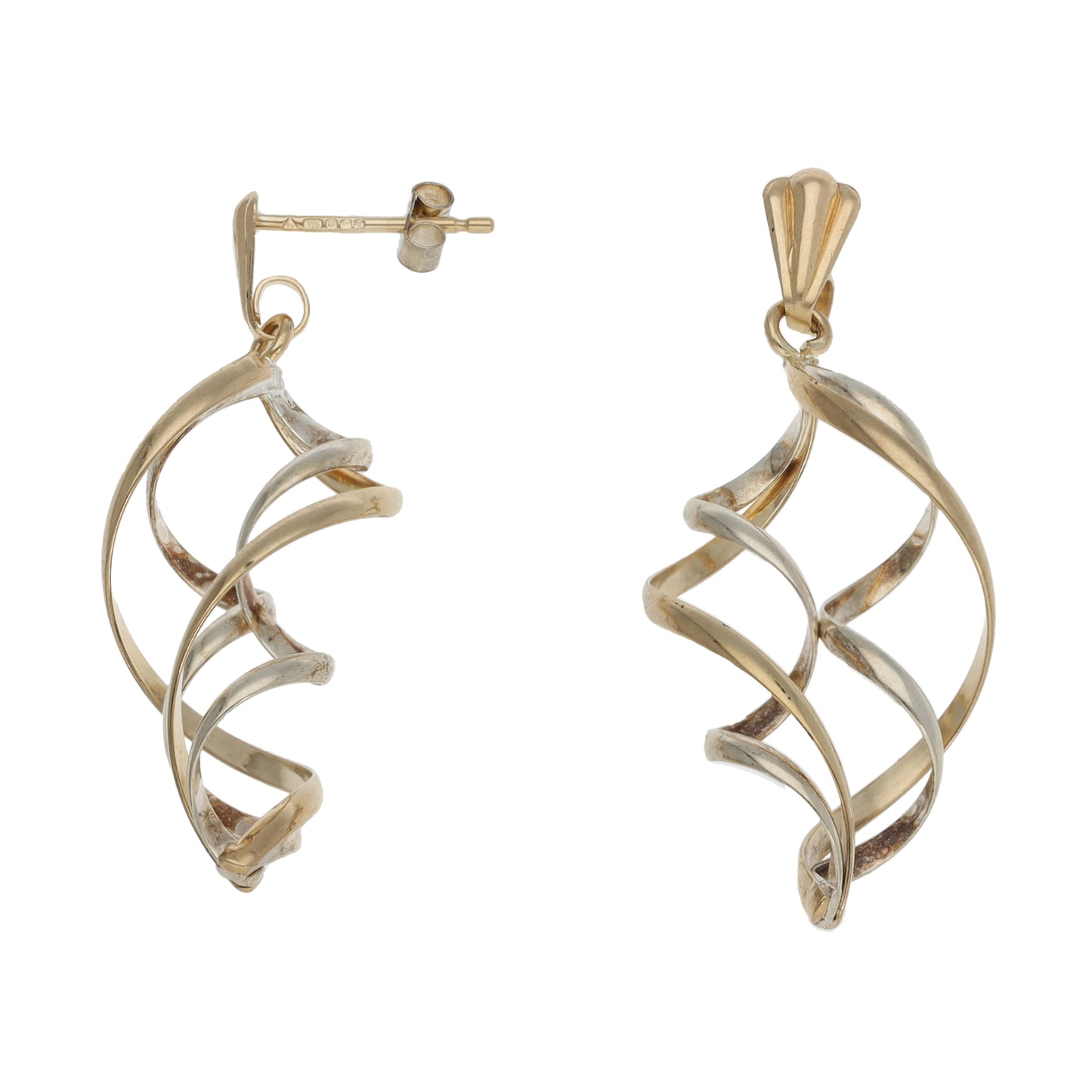 9ct Bicolour Gold Drop Earrings