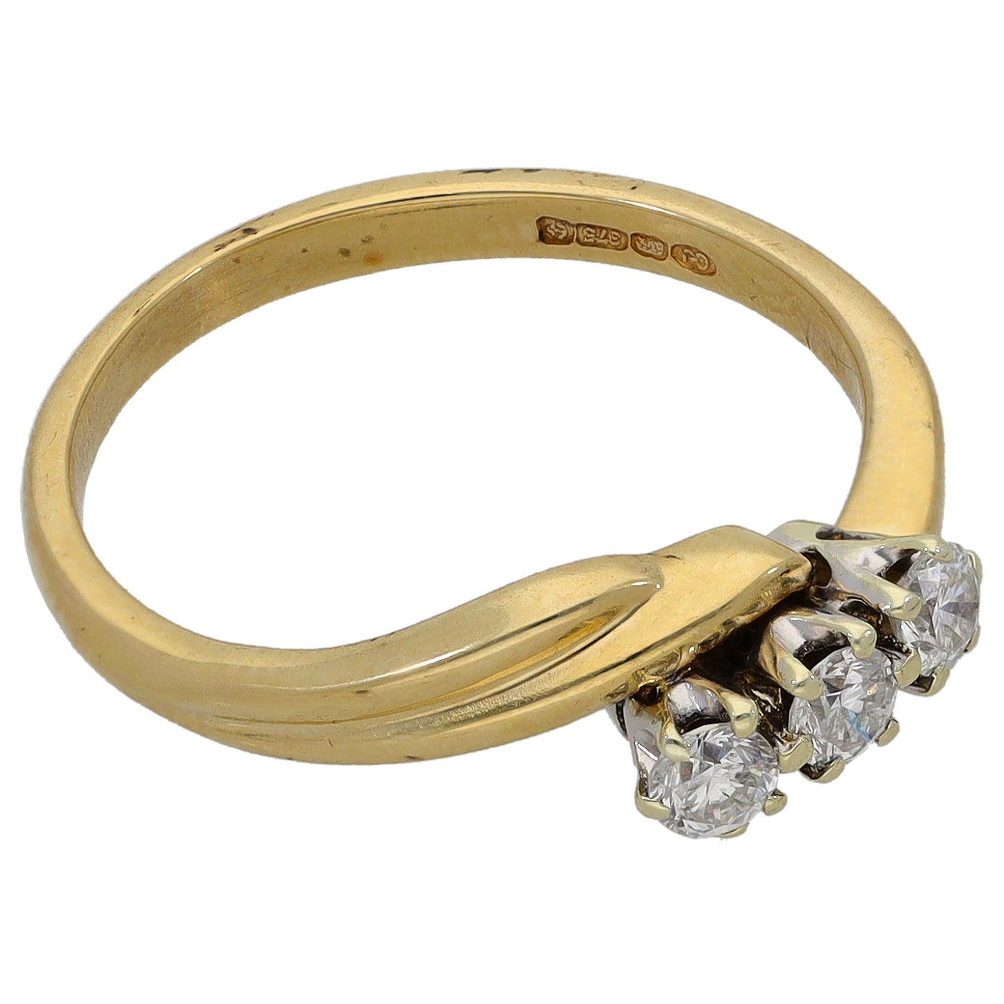 9ct Gold 0.21ct Diamond Trilogy Ring Size K