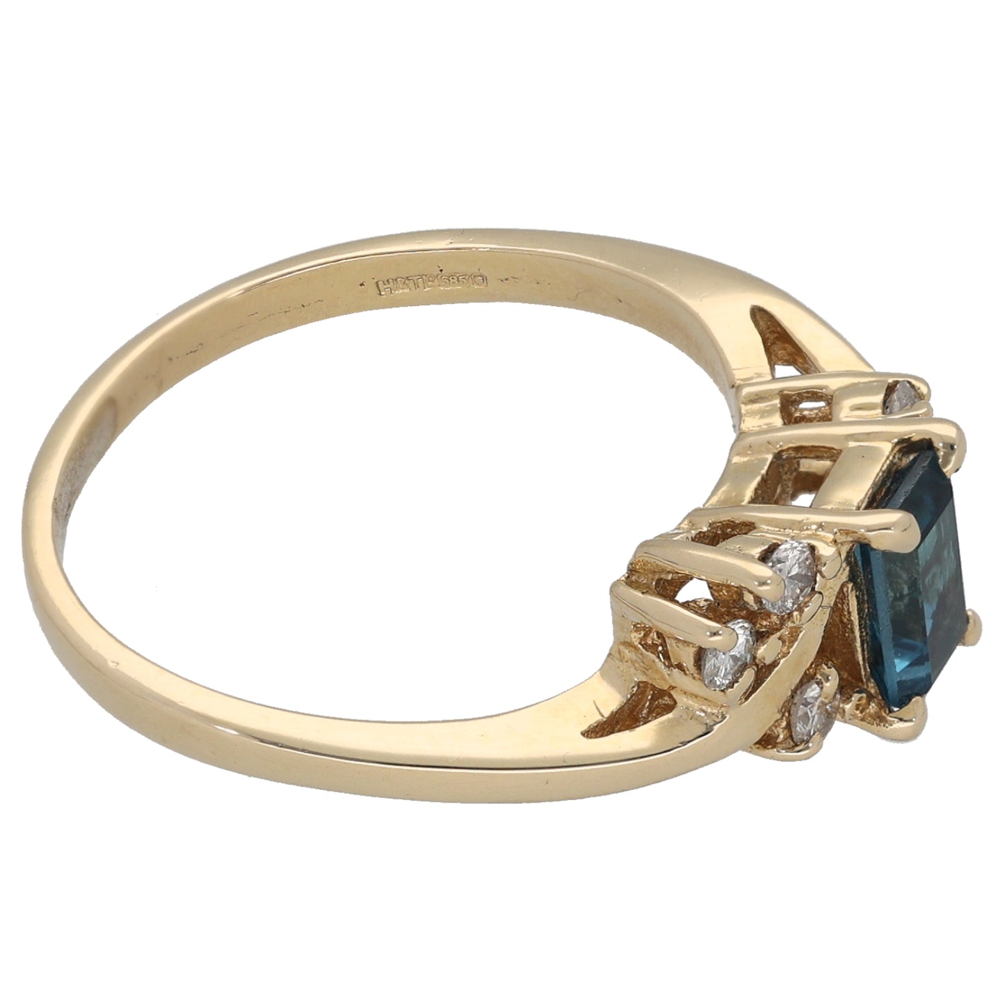 14ct Gold Topaz & 0.18ct Diamond Dress/Cocktail Ring Size N