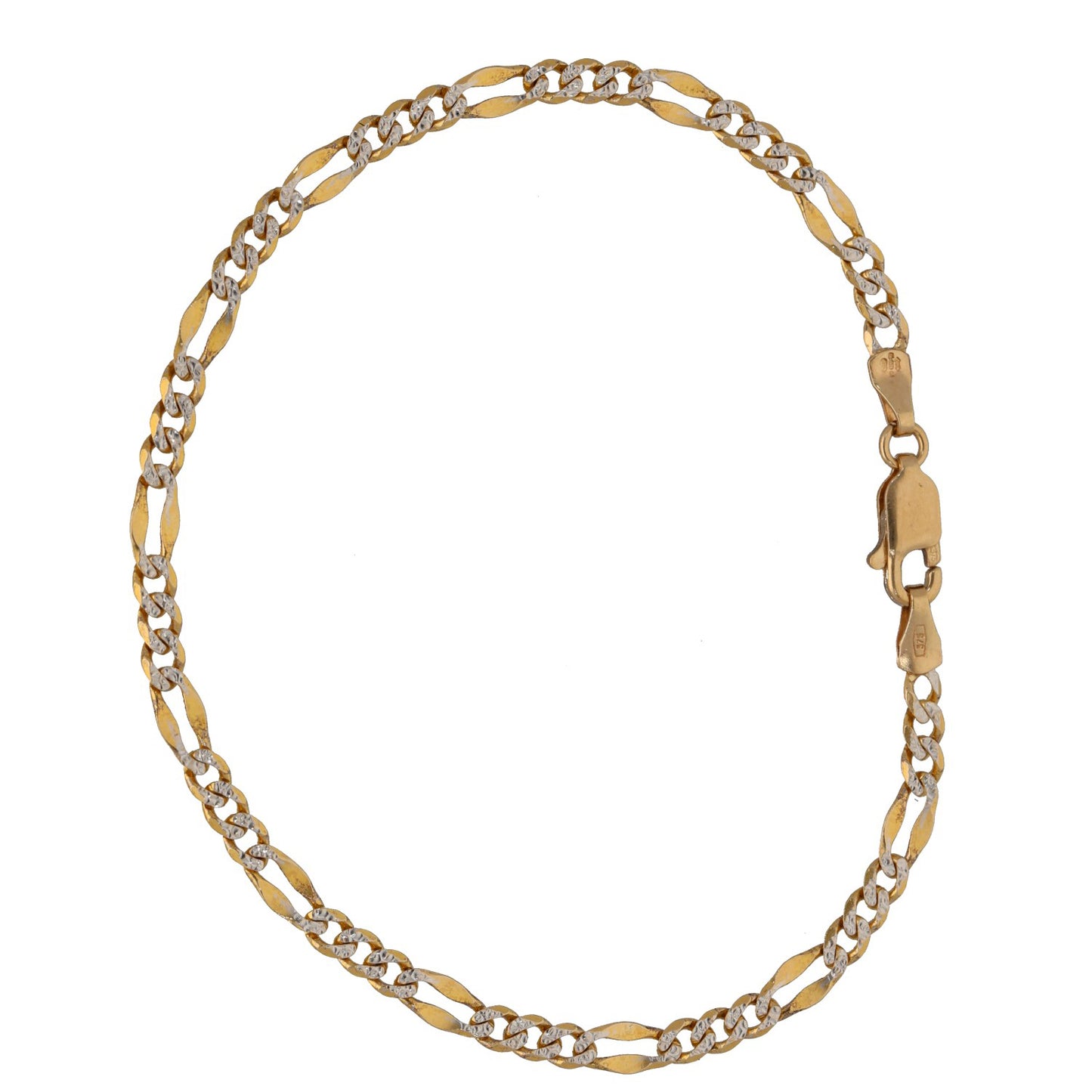 9ct Bicolour Gold Figaro Bracelet
