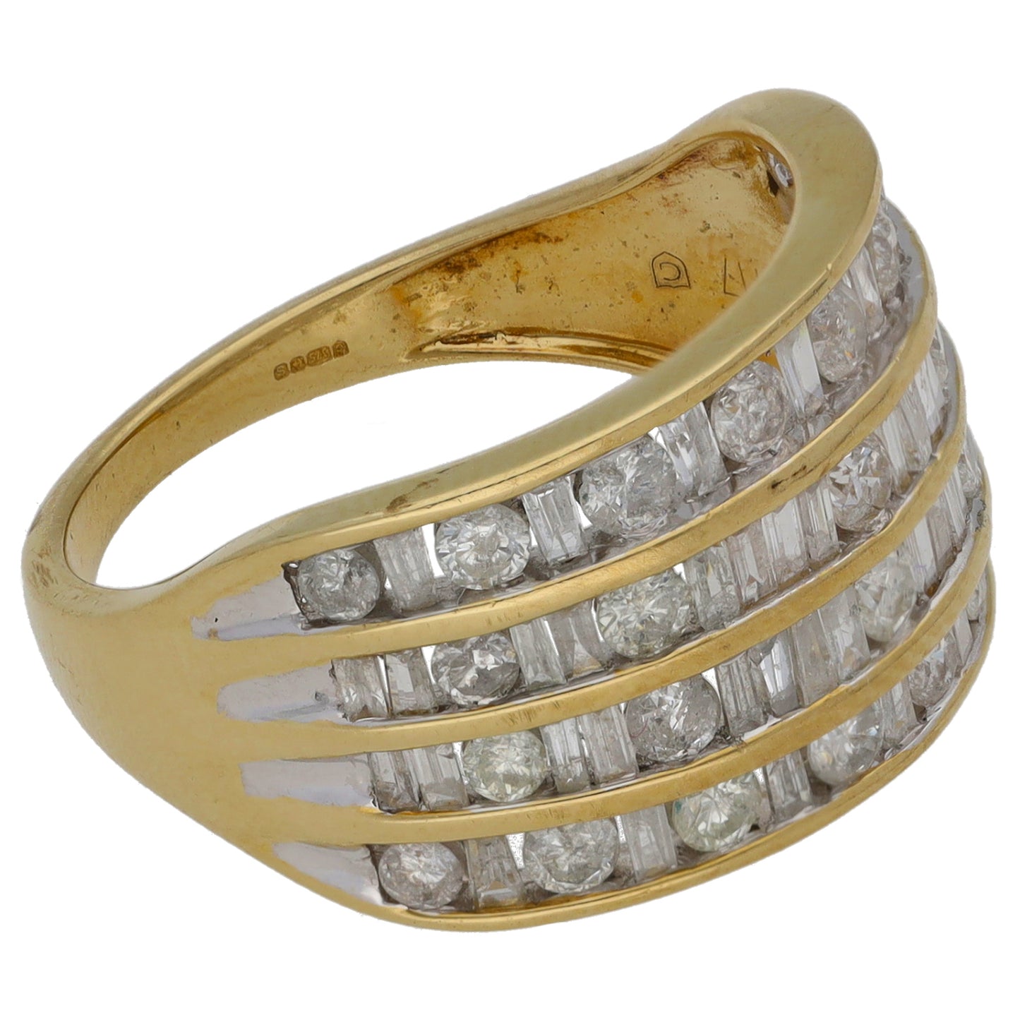 9ct Gold 1.70ct Diamond Dress/Cocktail Ring Size Q