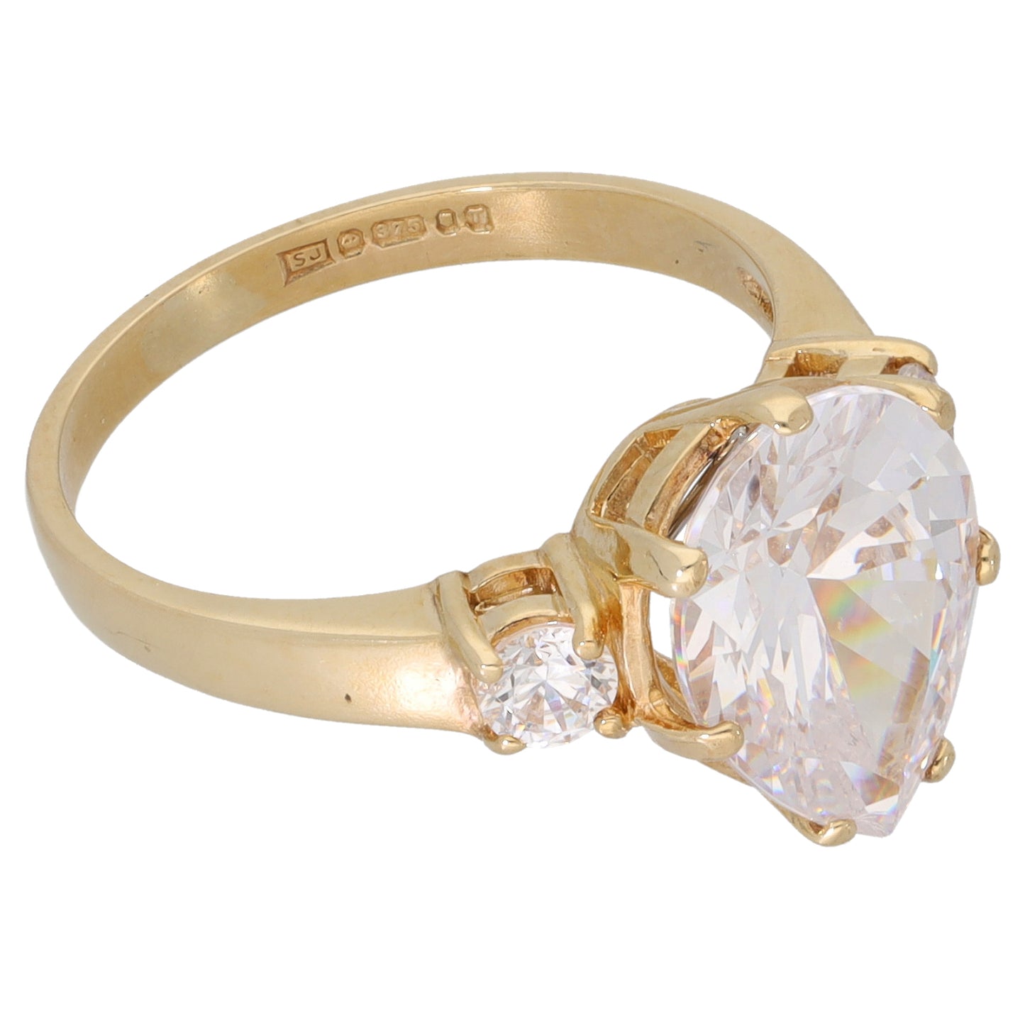 9ct Gold Cubic Zirconia Trilogy Ring Size M