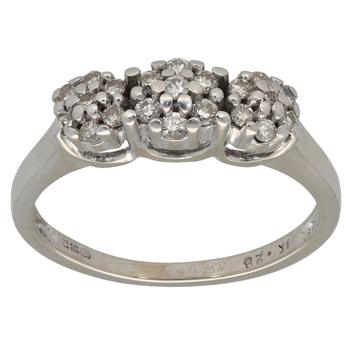 9ct White Gold 0.01ct Round Diamond Dress/Cocktail Ring Size M