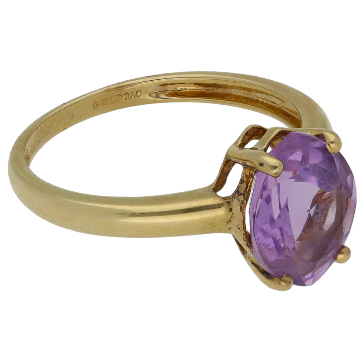 9ct Gold Amethyst Single Stone Ring Size M