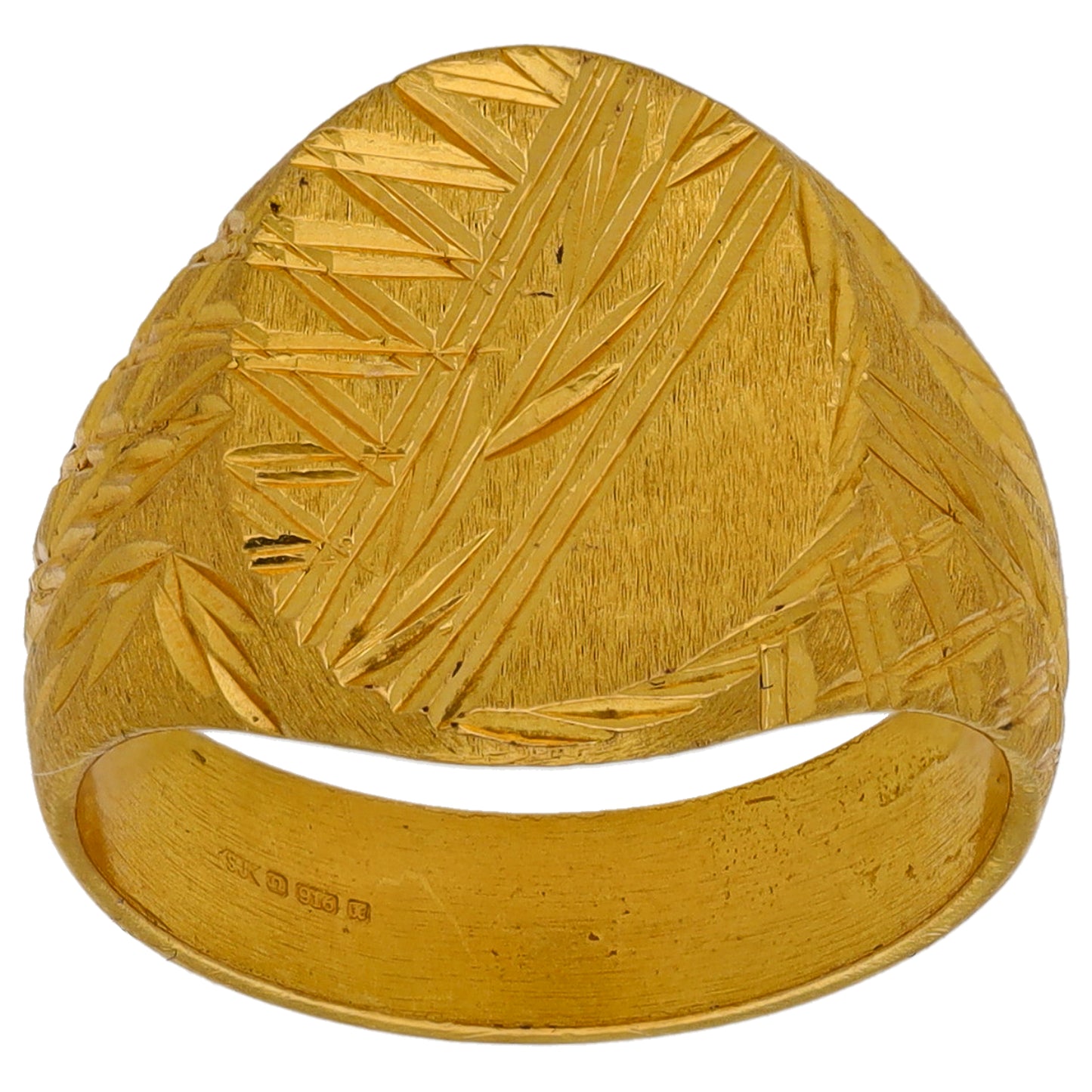 22ct Gold Patterned Signet Ring Size P