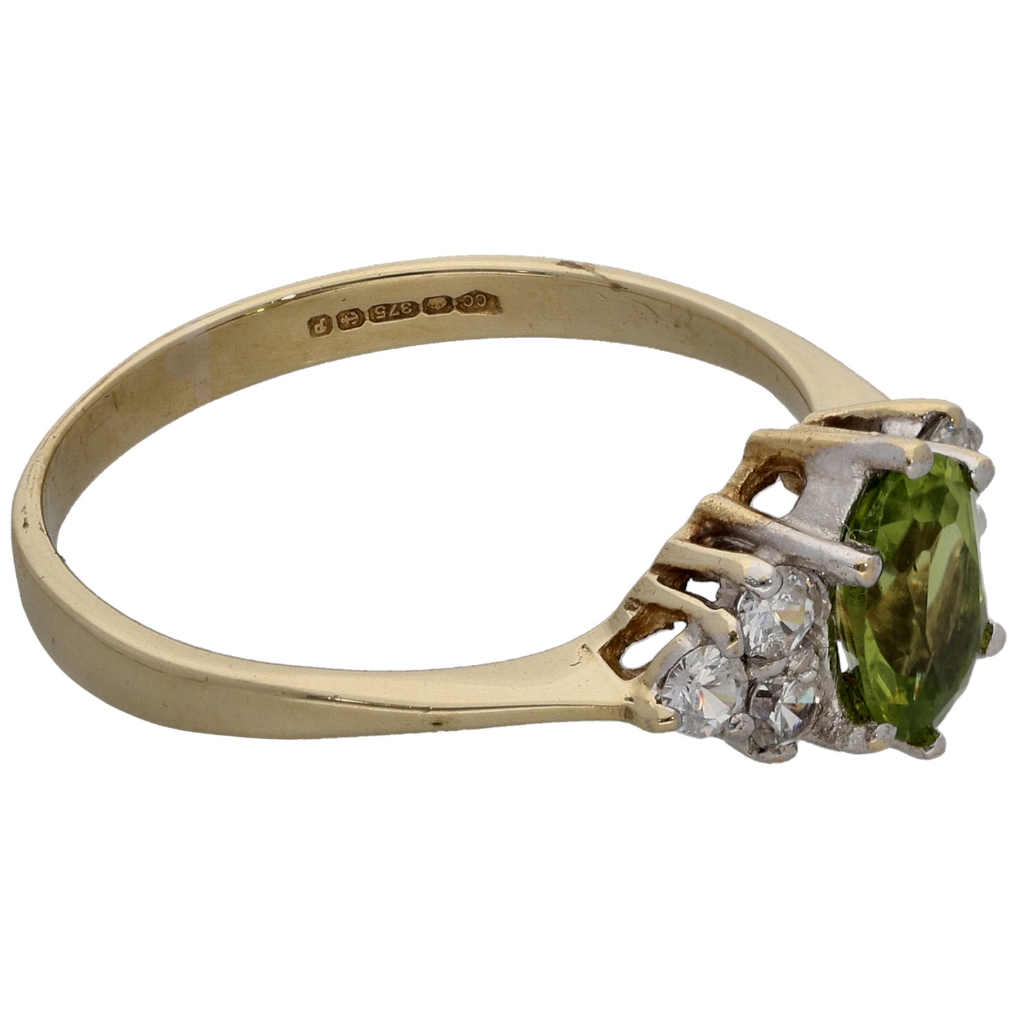 9ct Gold Peridot & Imitation Dress/Cocktail Ring Size N