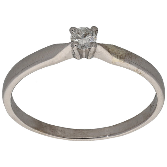 9ct White Gold 0.10ct Diamond Solitaire Ring Size M