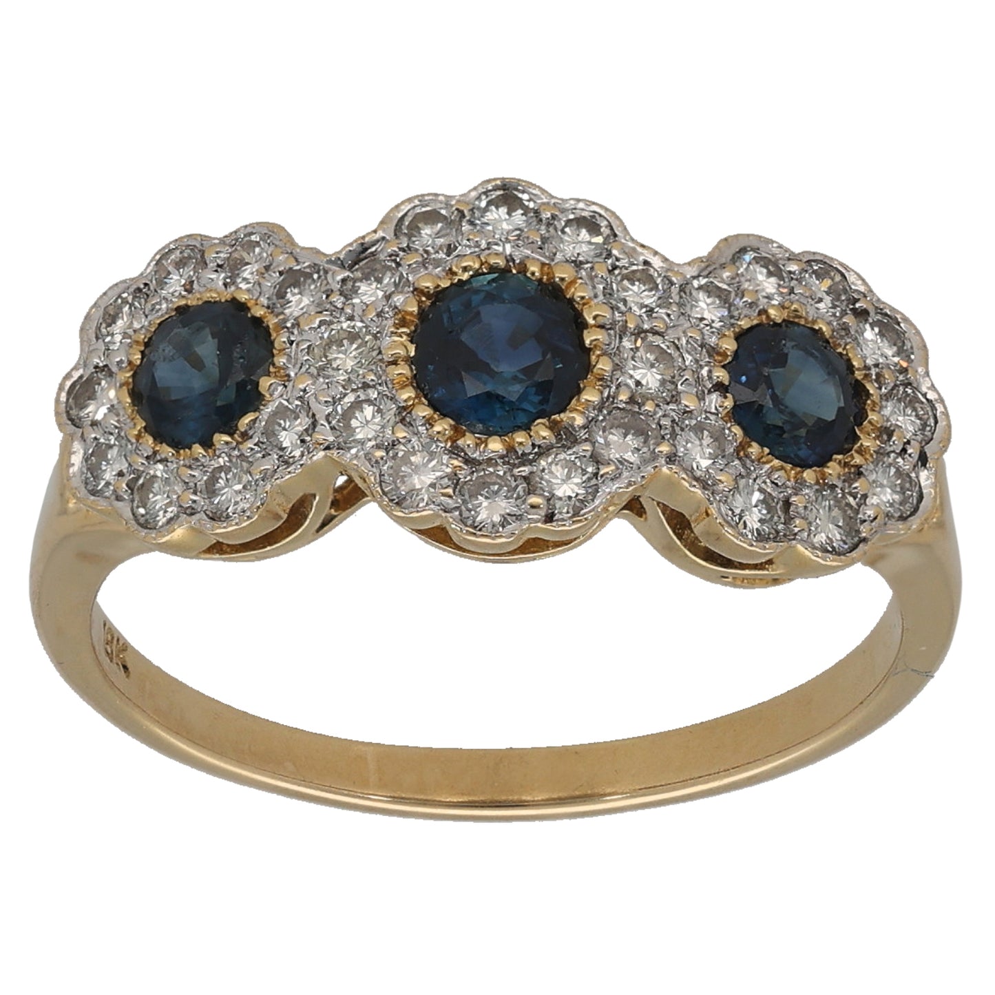 18ct Bicolour Gold 0.30ct Diamond & Sapphire Dress/Cocktail Ring Size N