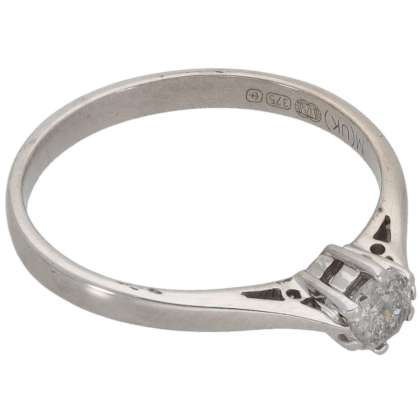 9ct White Gold 0.30ct Diamond Solitaire Ring Size O