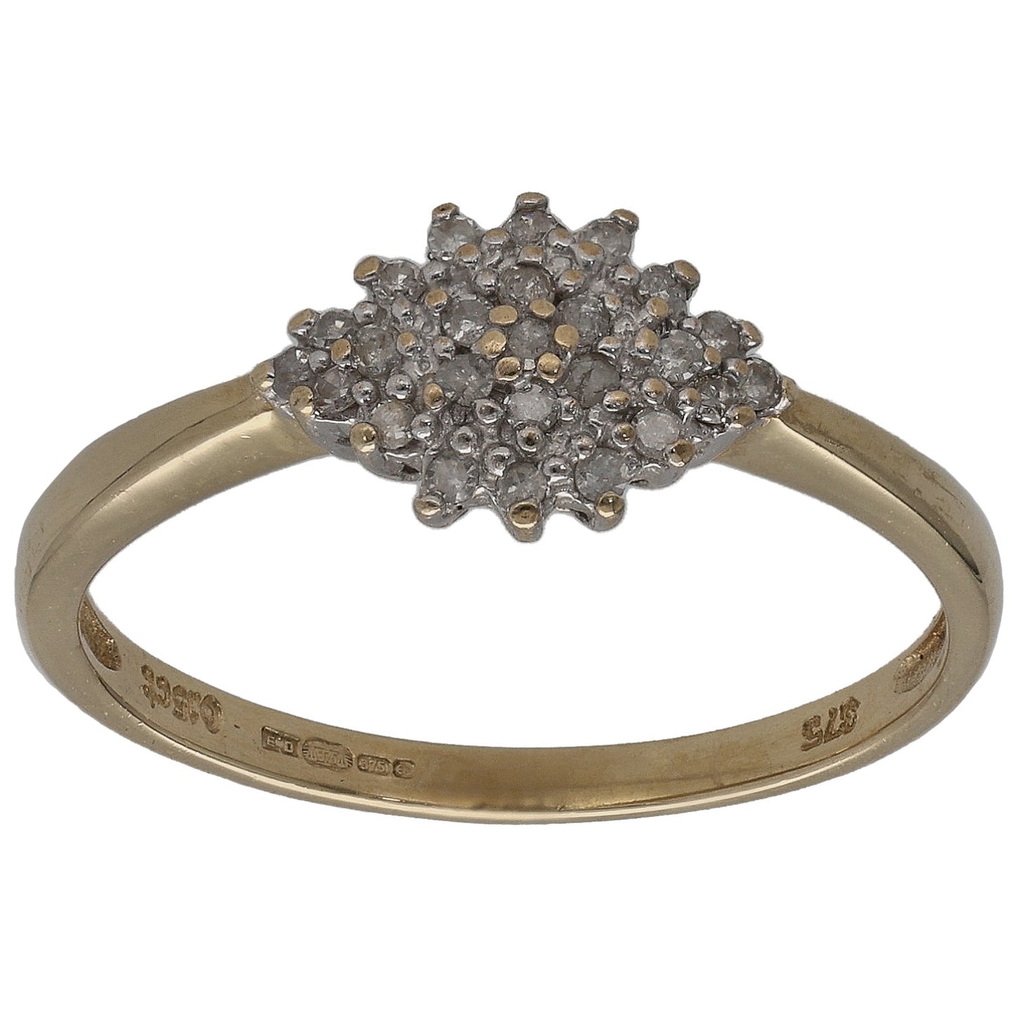 9ct Gold 0.15ct Diamond Cluster Ring Size N