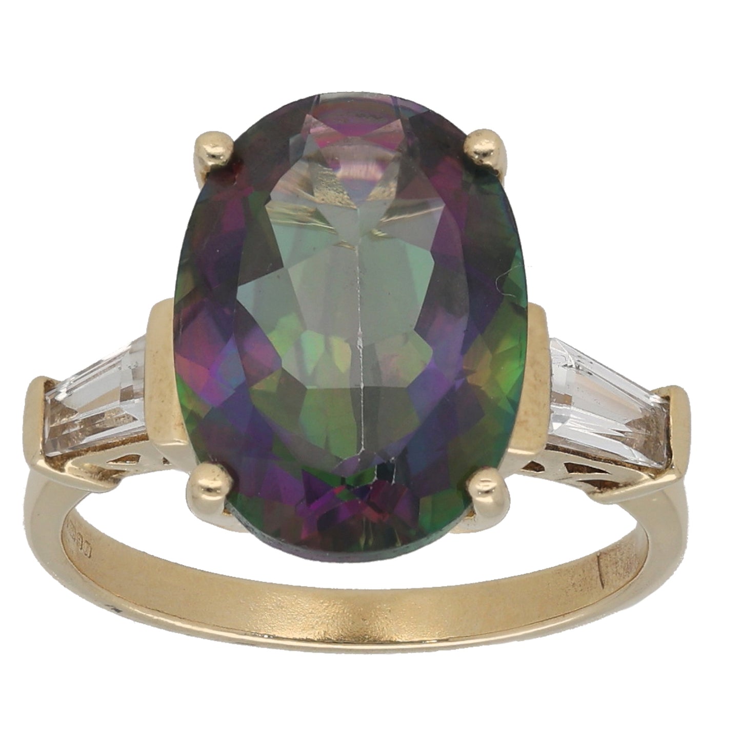 9ct Gold Imitation Gems Dress/Cocktail Ring Size M