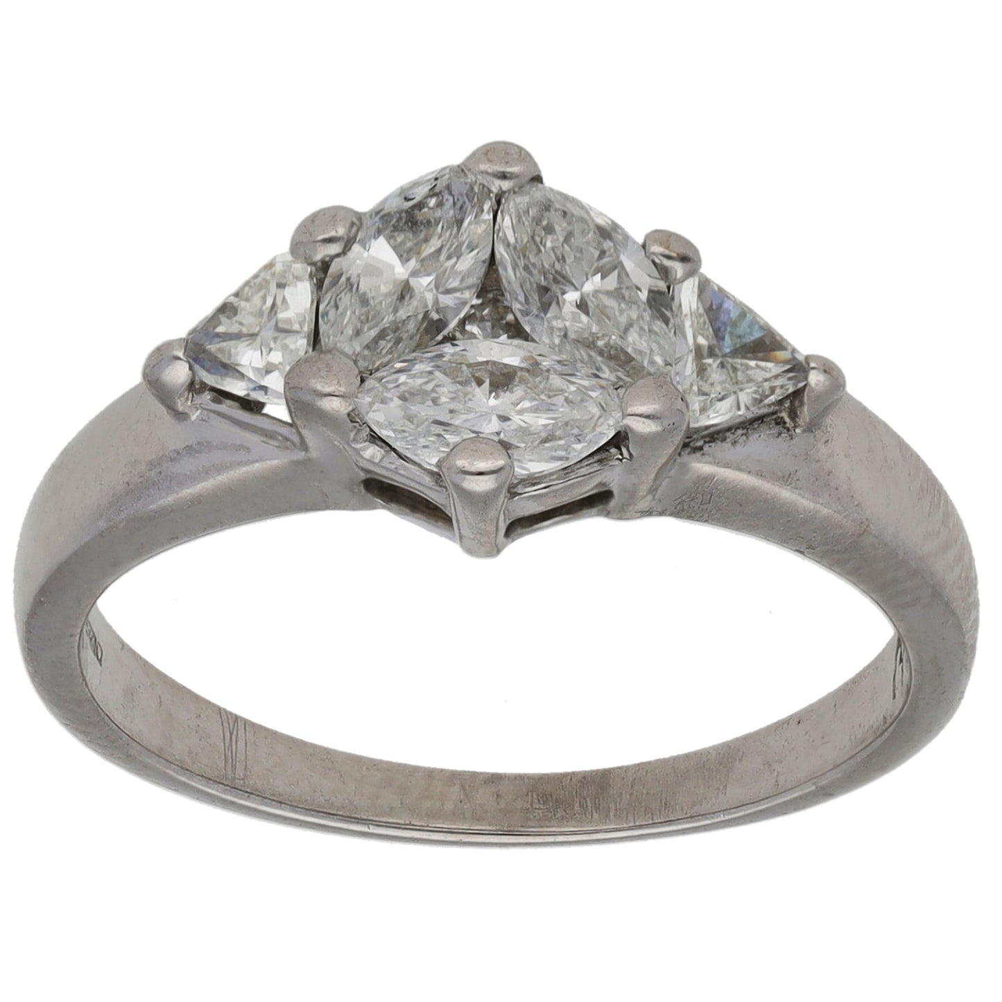 18ct White Gold 0.86ct Diamond Cluster Ring Size L