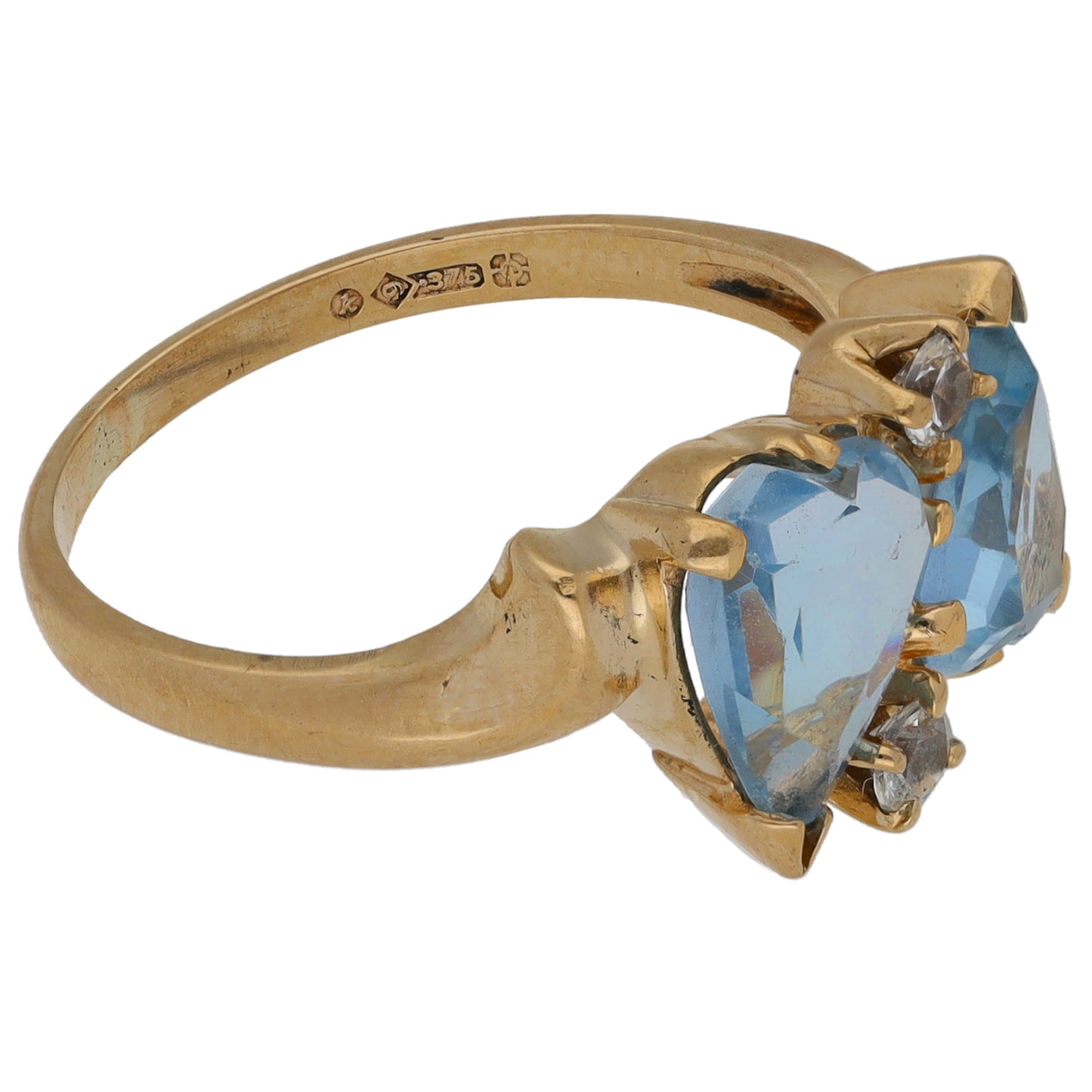 9ct Gold Imitation Gems Dress/Cocktail Ring Size M