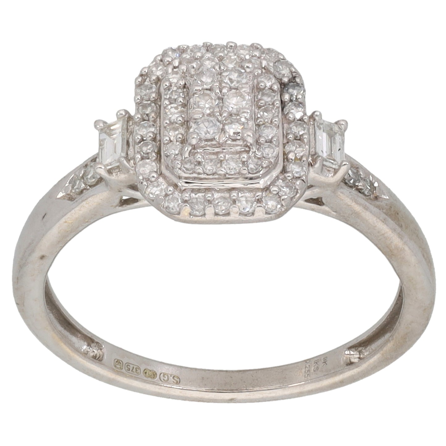 9ct White Gold 0.255ct Diamond Cluster Ring Size L