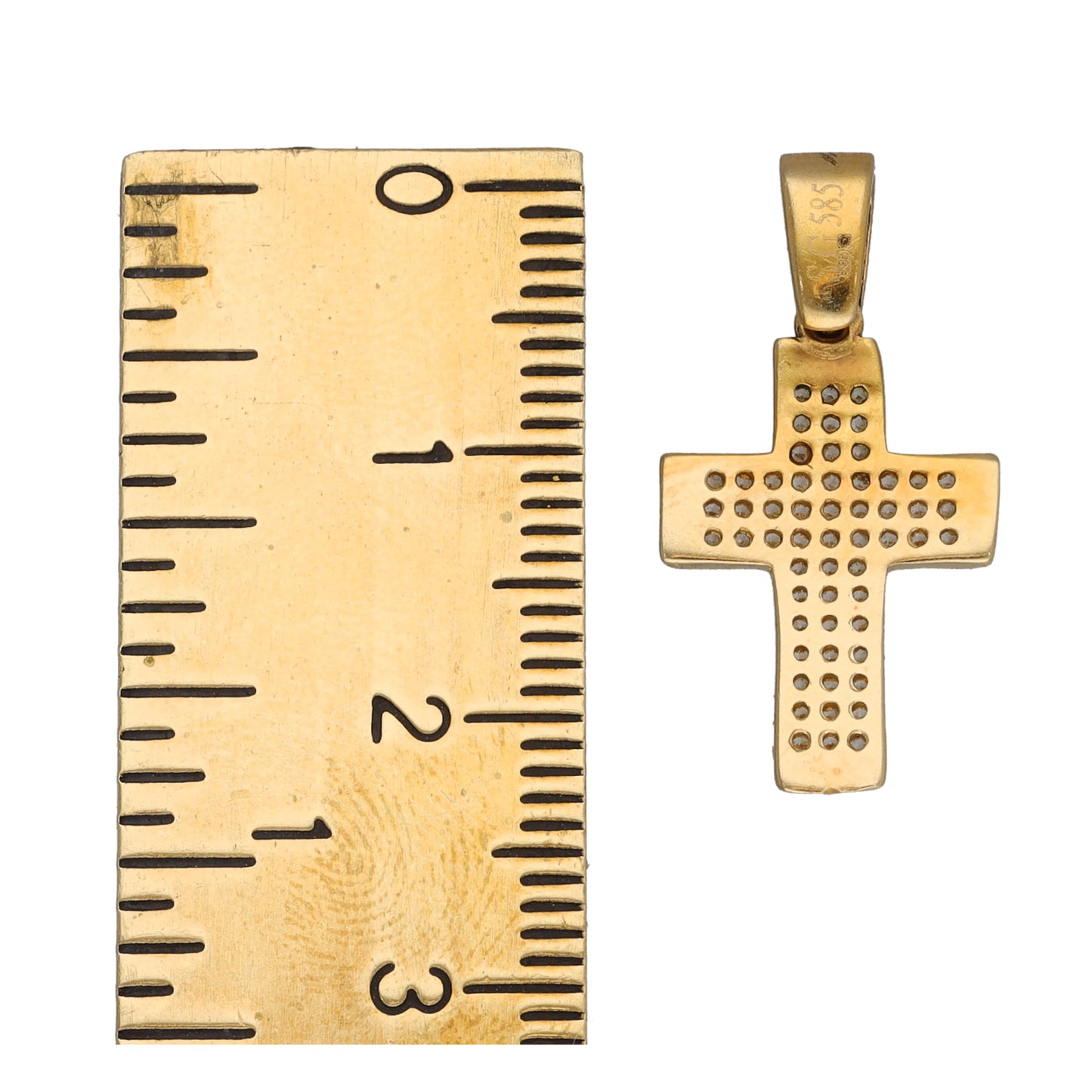 14ct Gold Cubic Zirconia Crucifix Pendant