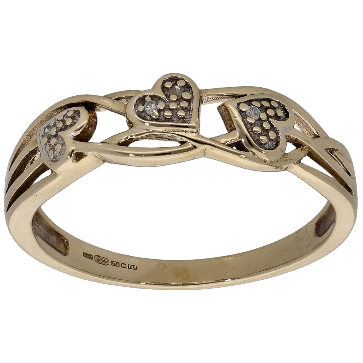 9ct Gold 0.02ct Diamond Alternative Ring Size Q