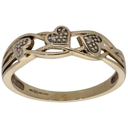 9ct Gold 0.02ct Diamond Alternative Ring Size Q