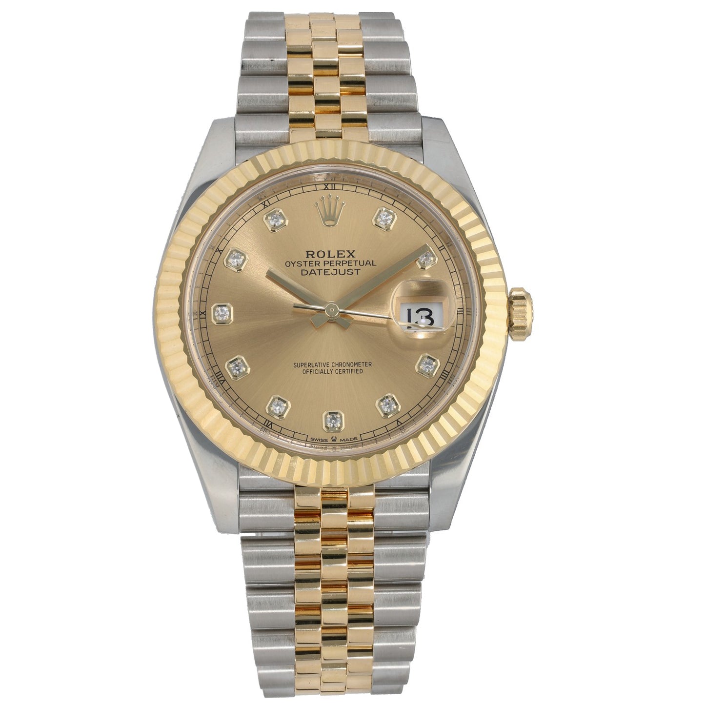 Rolex Datejust 126333 41mm bi-colour watch with champagne dial, date window, jubilee bracelet