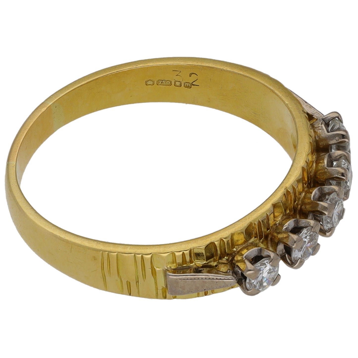 18ct Gold 0.25ct Diamond Half Eternity Ring Size O