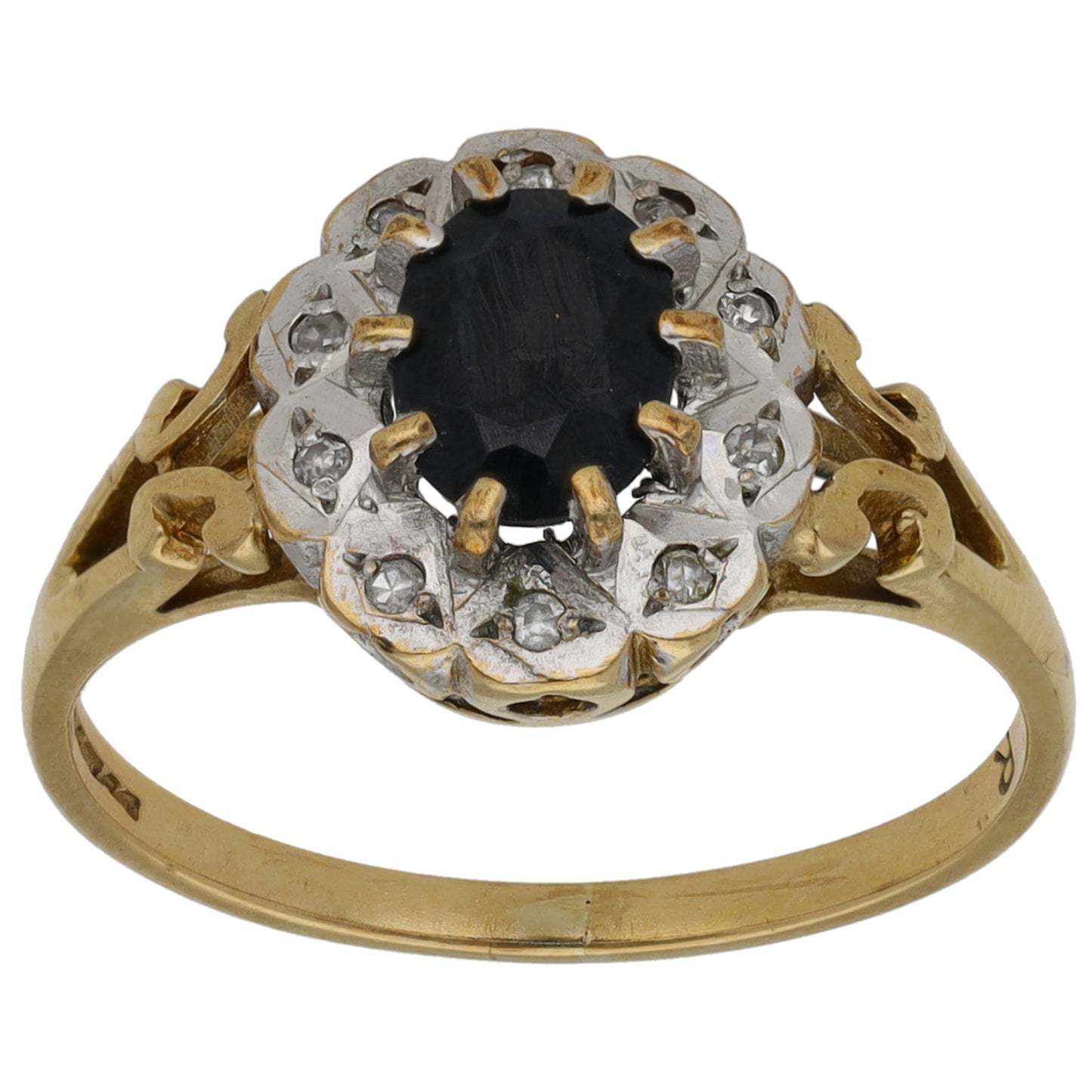 9ct Gold Sapphire & 0.005ct Diamond Dress/Cocktail Ring Size N