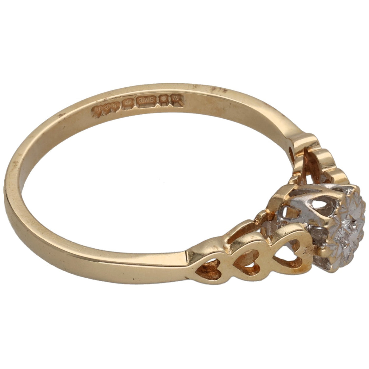 9ct Gold 0.02ct Diamond Solitaire Ring Size N