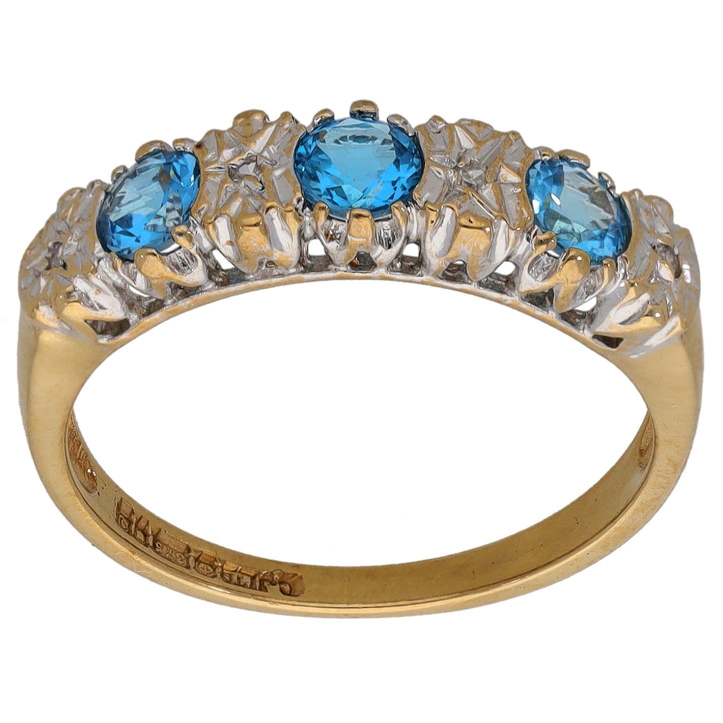 9ct Gold Topaz & 0.02ct Diamond Half Eternity Ring Size L