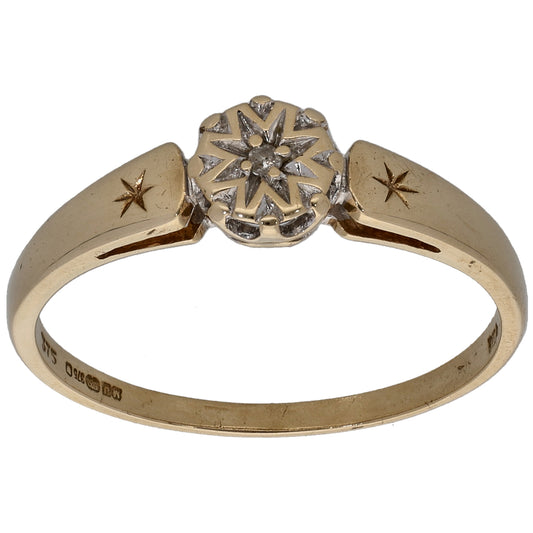 9ct Gold 0.01ct Diamond Solitaire Ring Size O