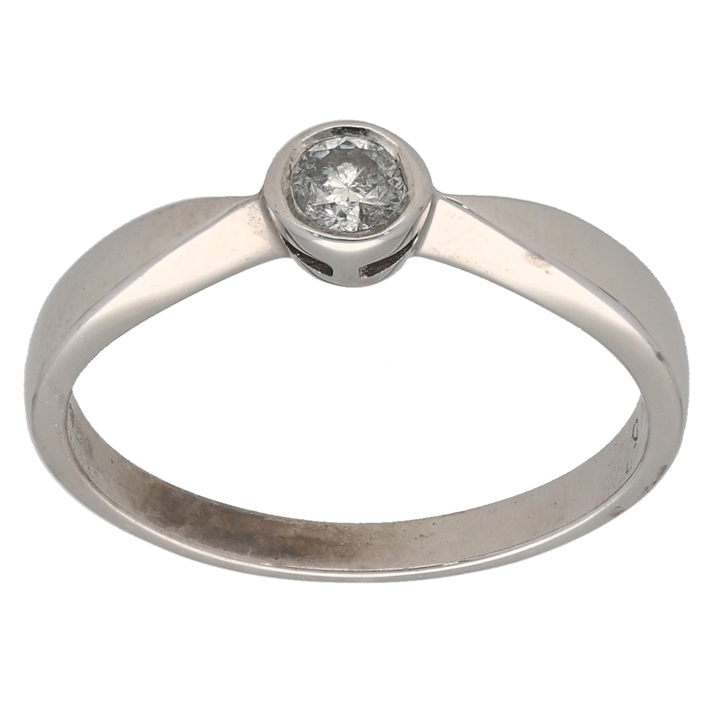 9ct White Gold 0.15ct Diamond Solitaire Ring Size N