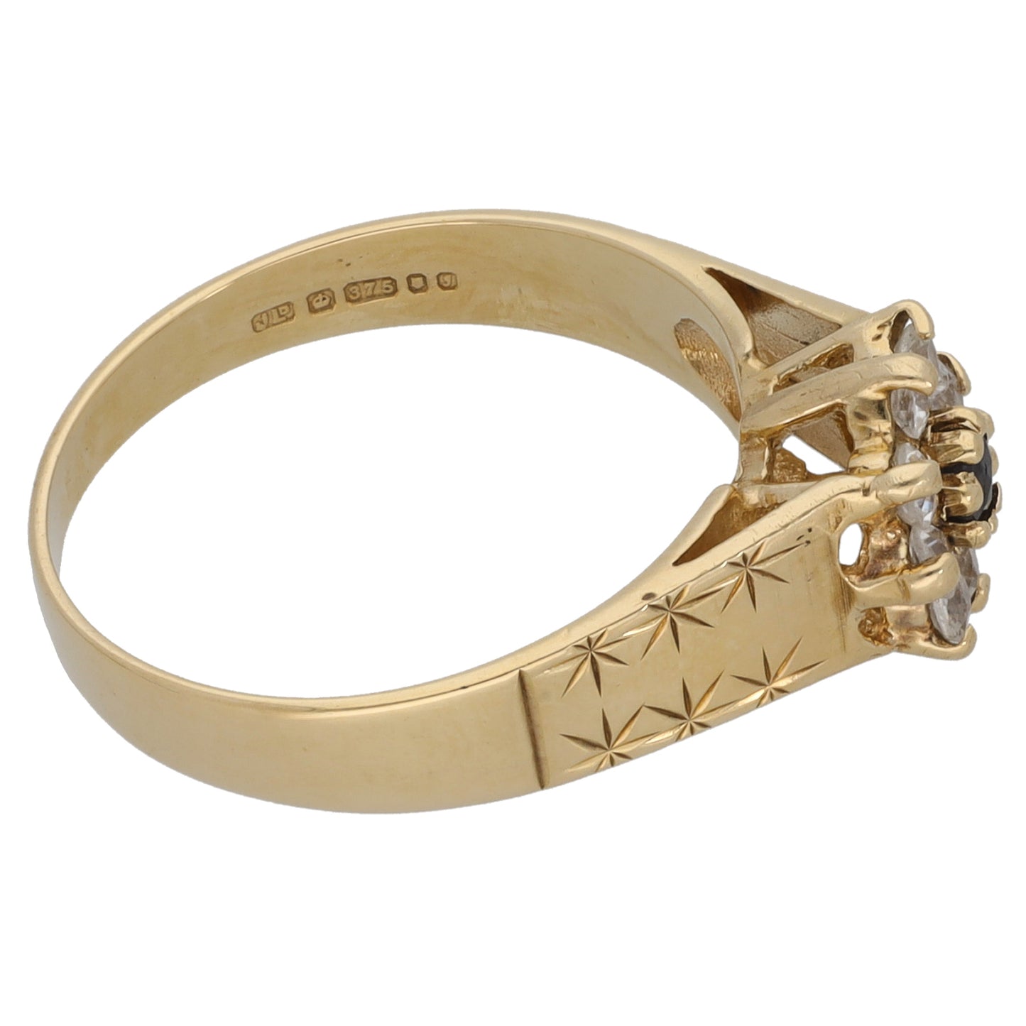 9ct Gold Sapphire & Cubic Zirconia Dress/Cocktail Ring Size M