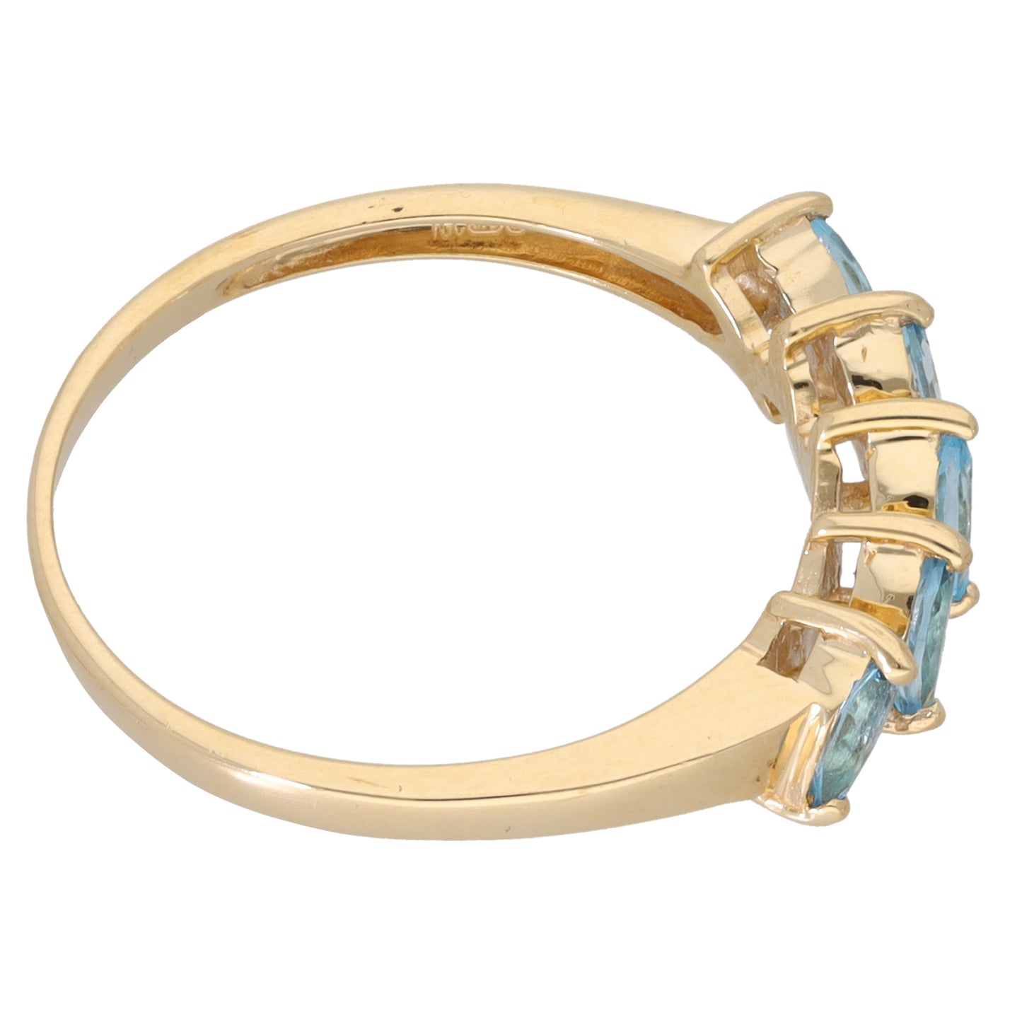 9ct Gold Topaz & 0.02ct Diamond Half Eternity Ring Size P