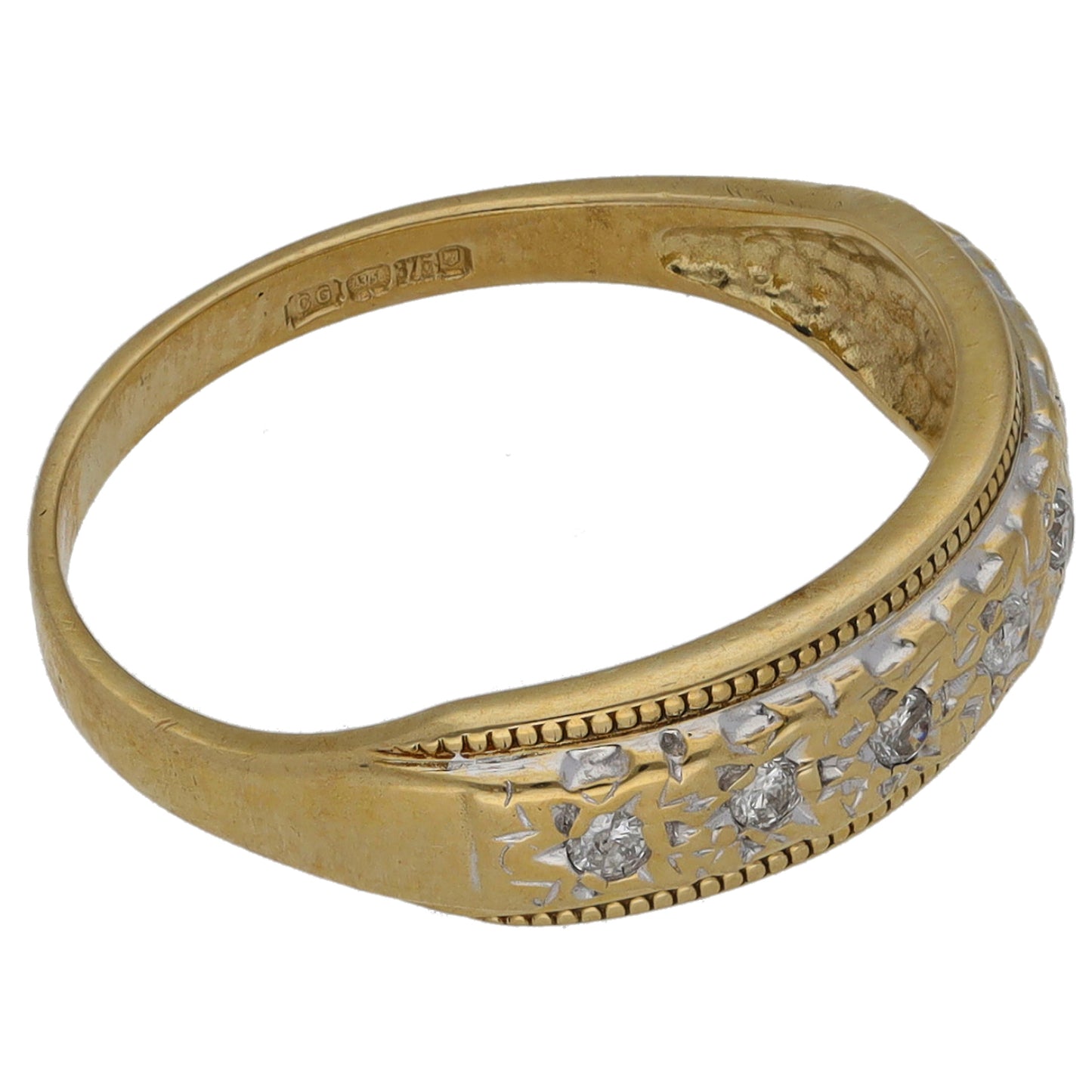 9ct Gold 0.10ct Diamond Half Eternity Ring Size M