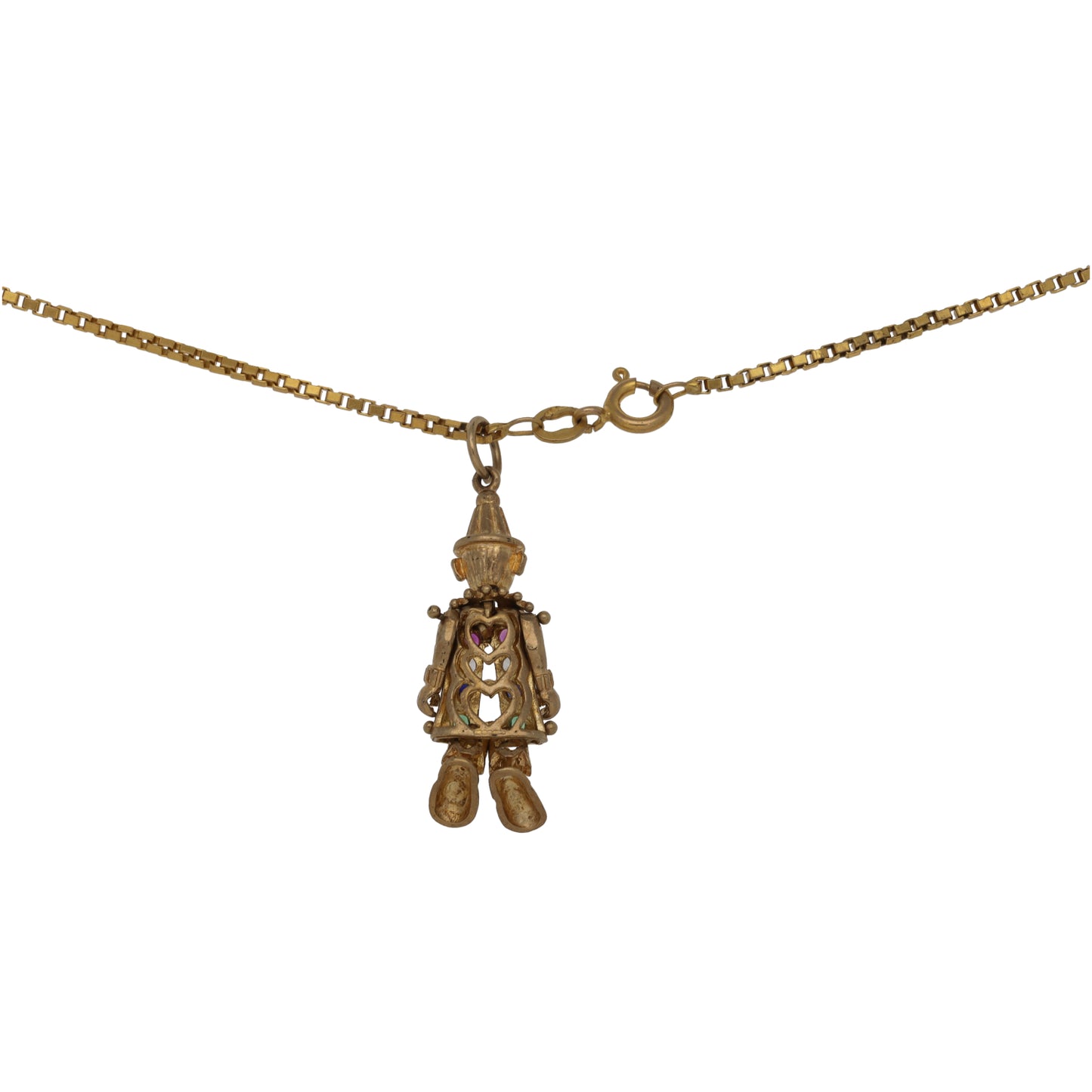 9ct Gold Imitation Gems Clown Pendant With Chain